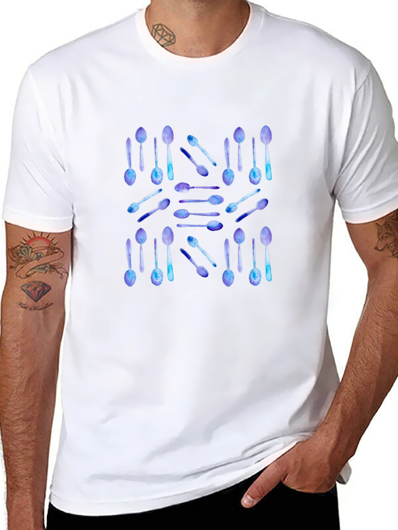 Spoon Pattern Black T-Shirt
