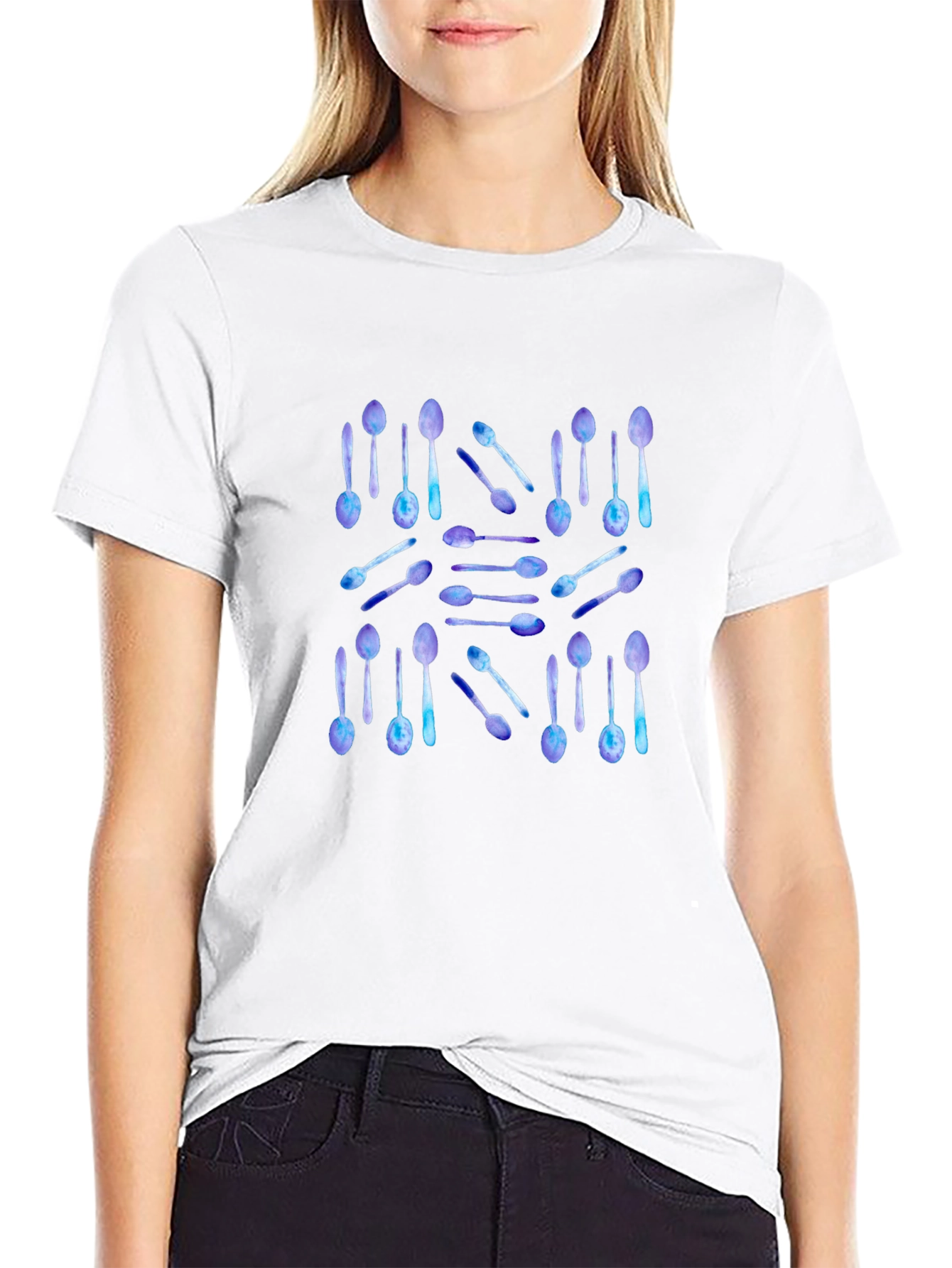 Spoon Pattern Black T-Shirt