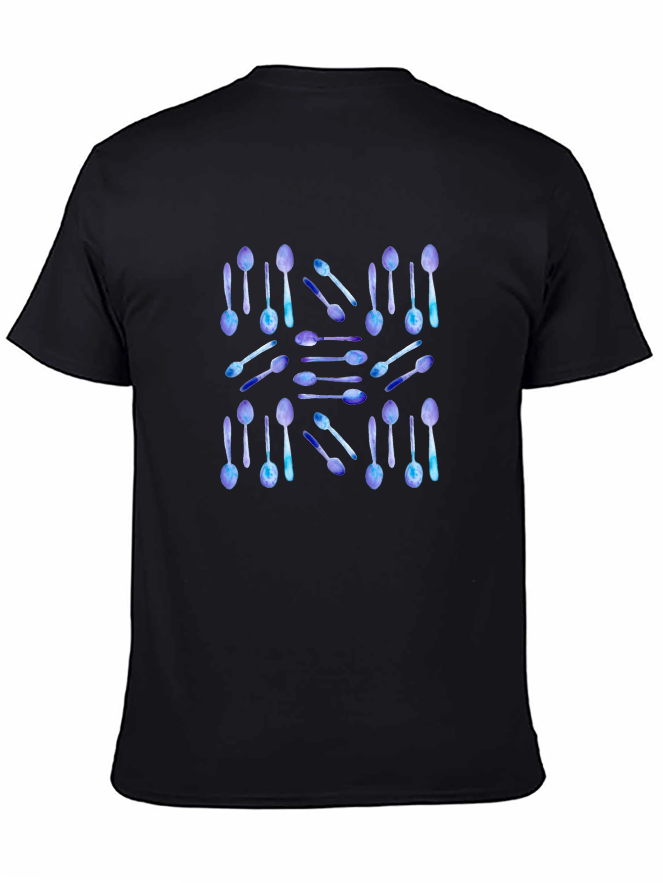 Spoon Pattern Black T-Shirt