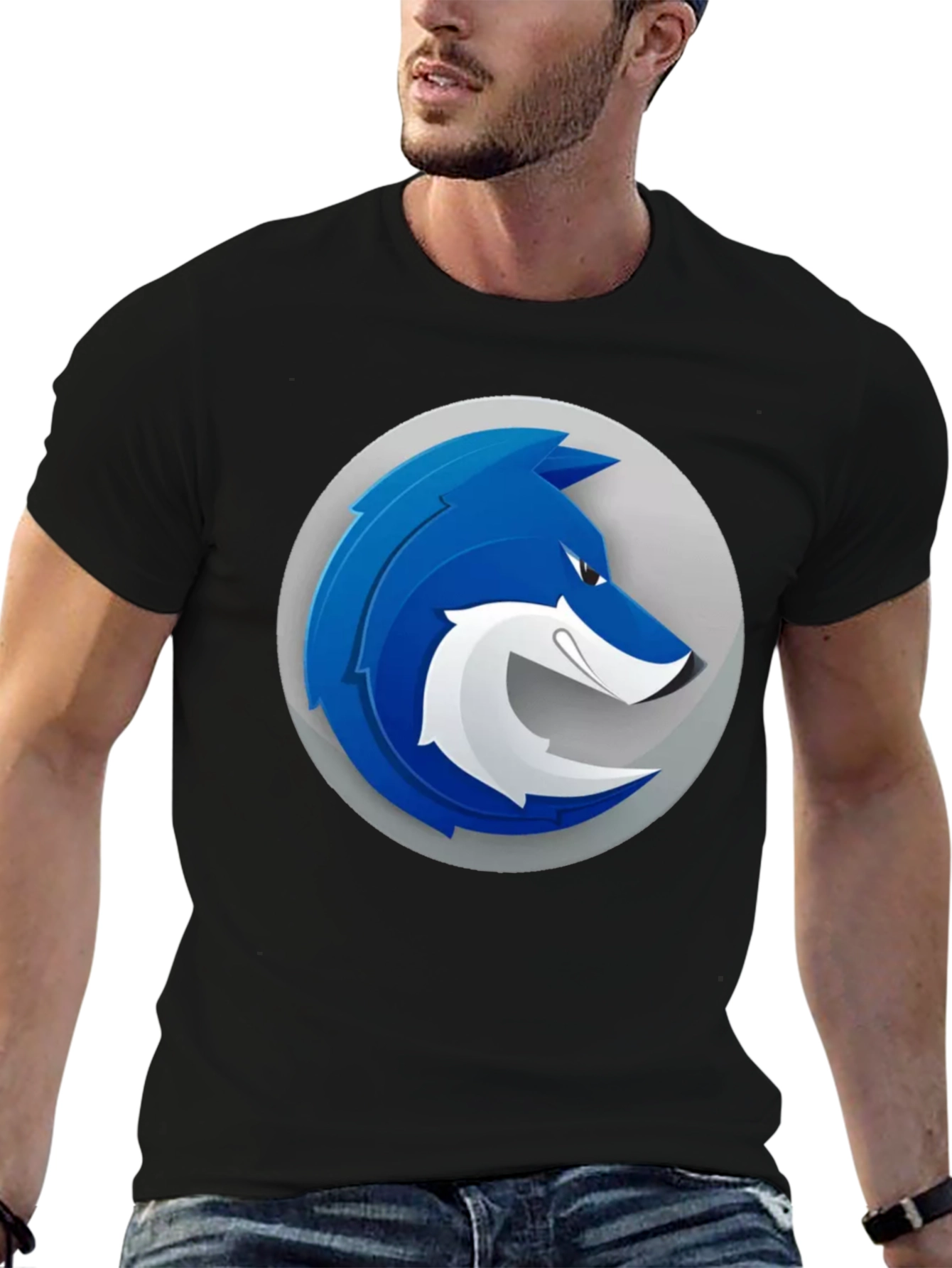 Cool Blue Wolf Graphic T-Shirt