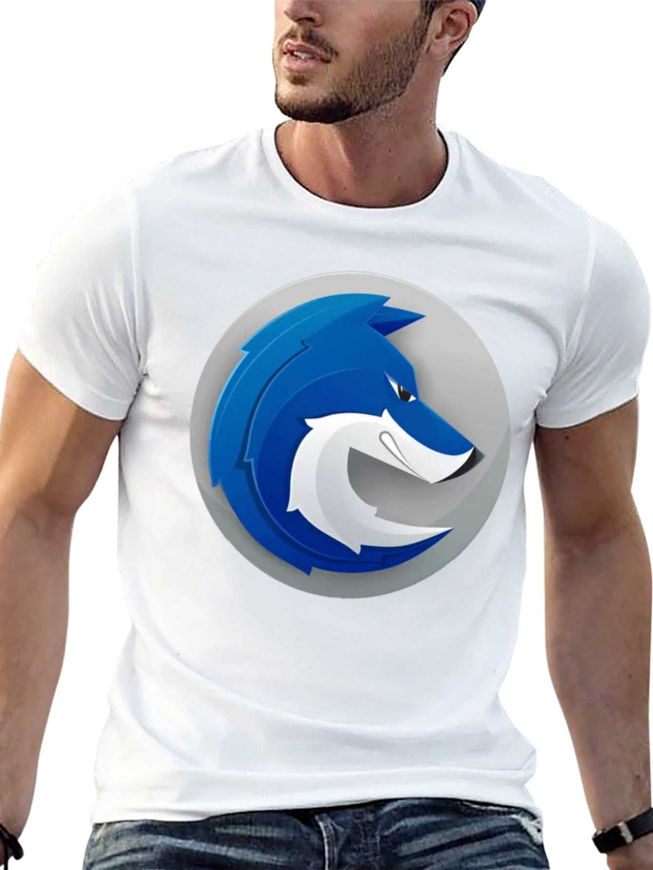 Cool Blue Wolf Graphic T-Shirt