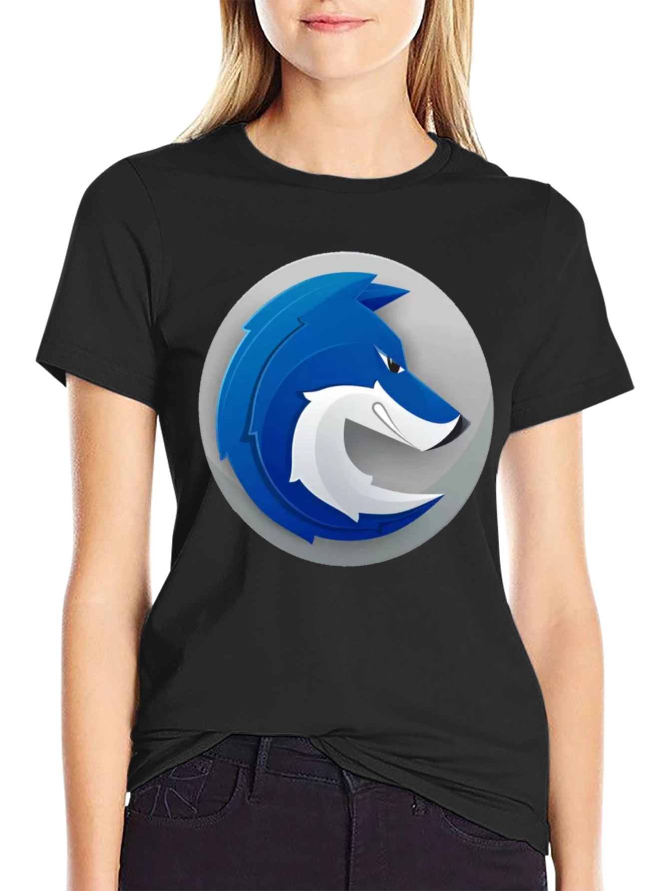 Cool Blue Wolf Graphic T-Shirt