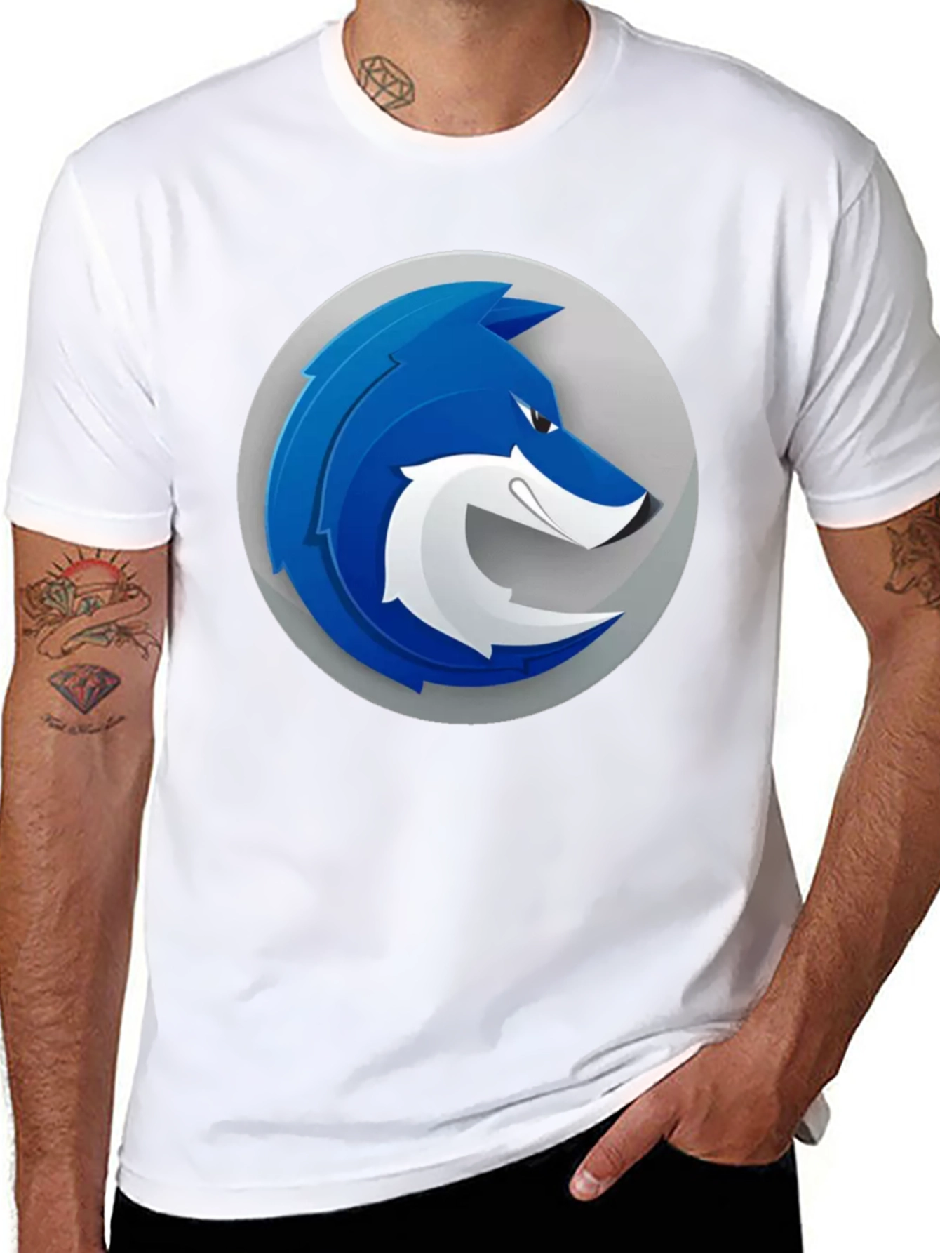 Cool Blue Wolf Graphic T-Shirt