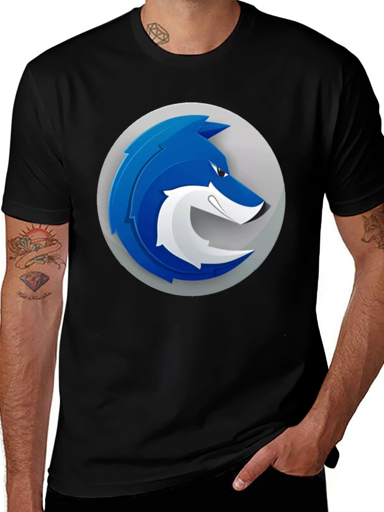 Cool Blue Wolf Graphic T-Shirt