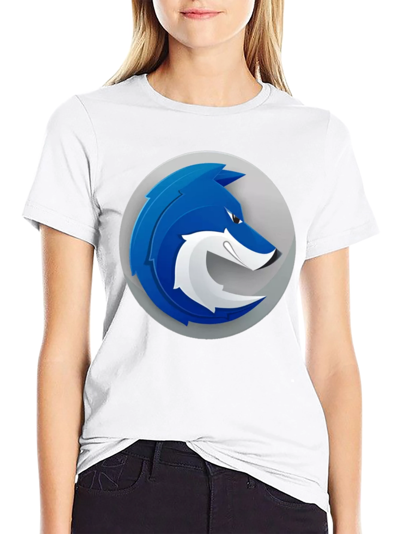 Cool Blue Wolf Graphic T-Shirt