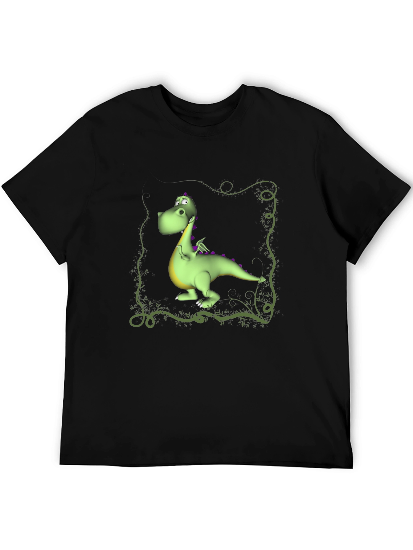 Cartoon Dragon Graphic Tee - Black T-Shirt