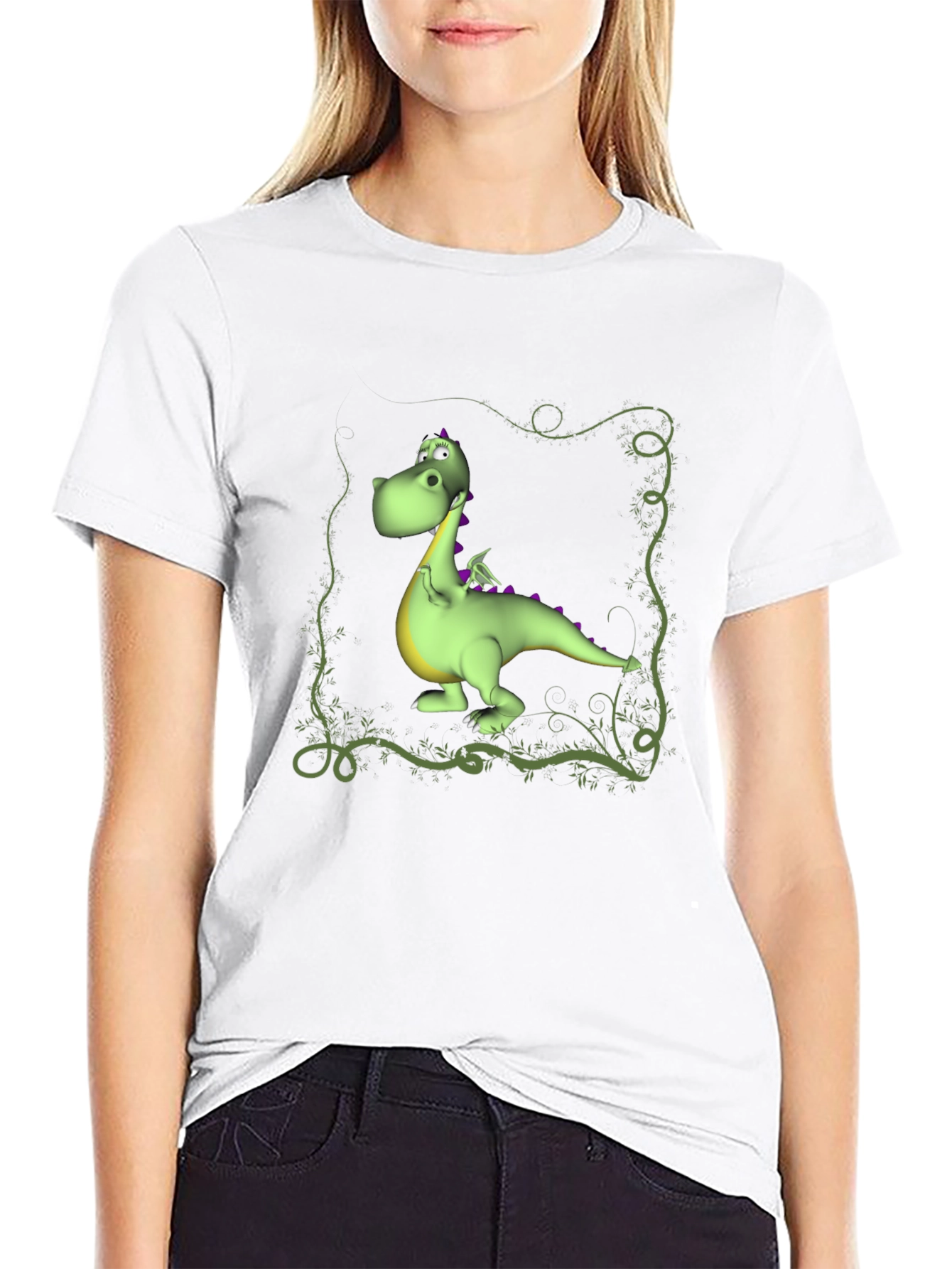 Cartoon Dragon Graphic Tee - Black T-Shirt