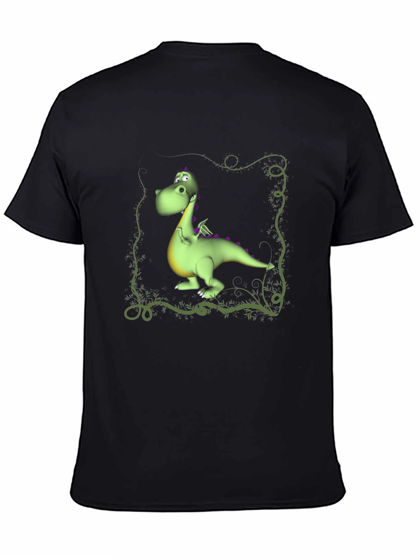 Cartoon Dragon Graphic Tee - Black T-Shirt