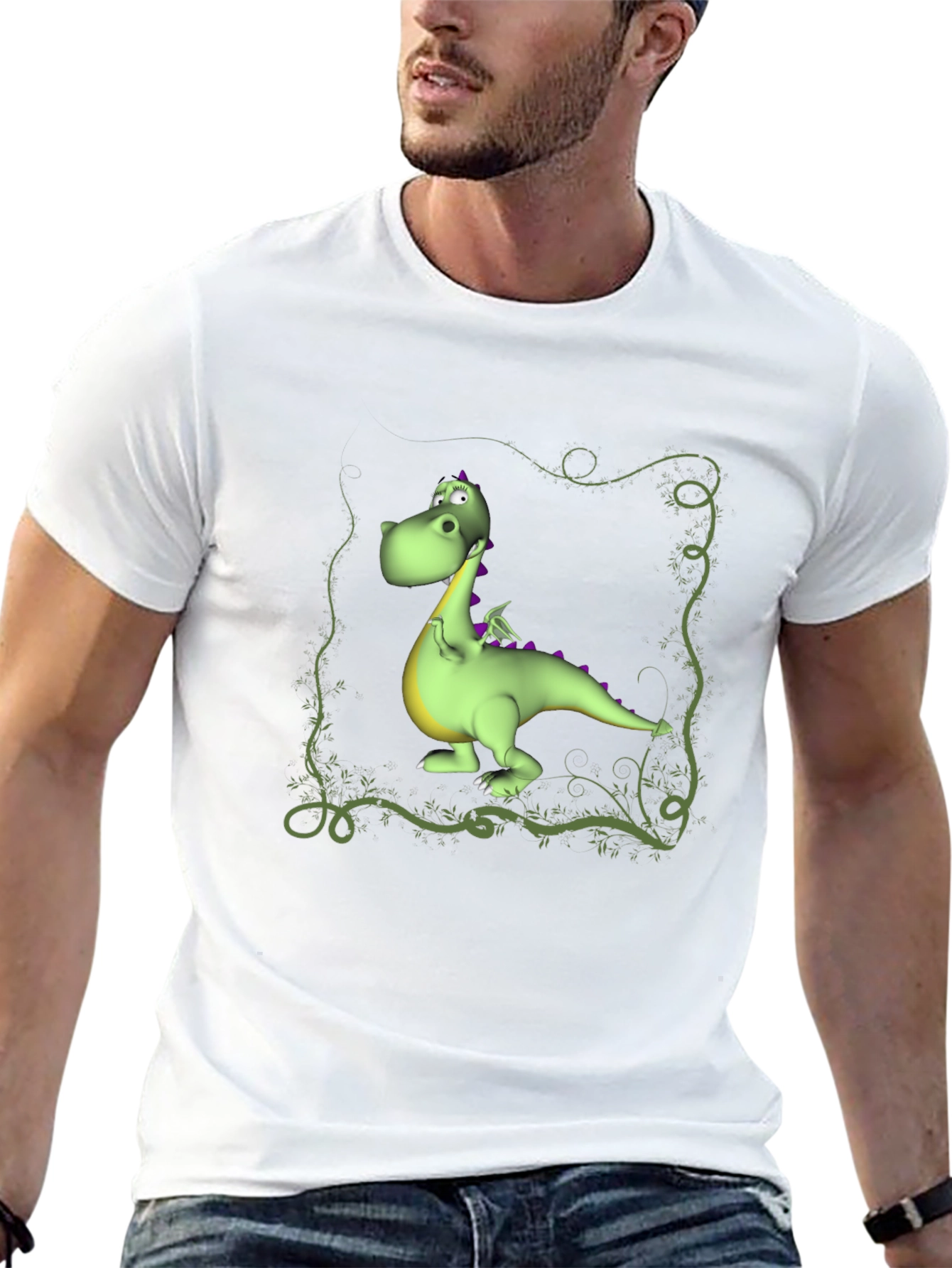 Cartoon Dragon Graphic Tee - Black T-Shirt