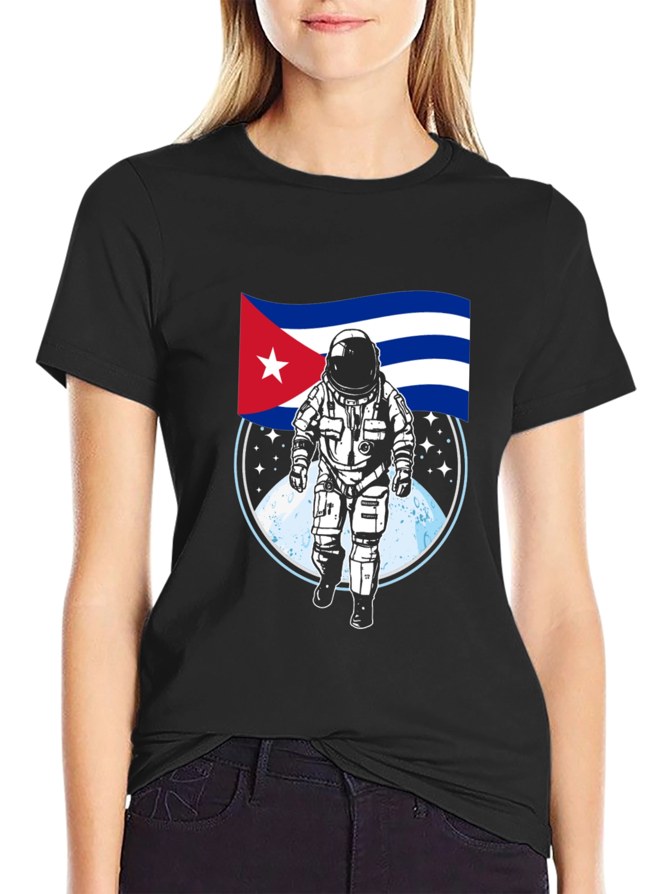 Cuban Astronaut Black T-Shirt