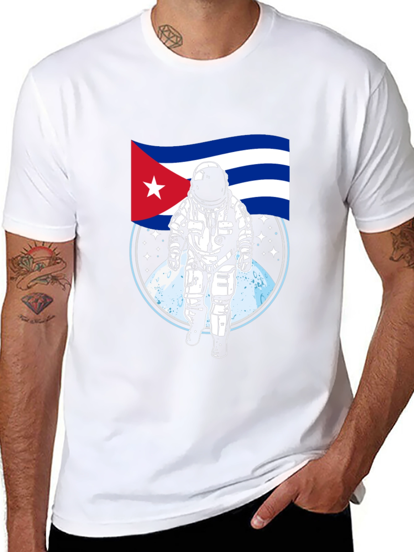 Cuban Astronaut Black T-Shirt
