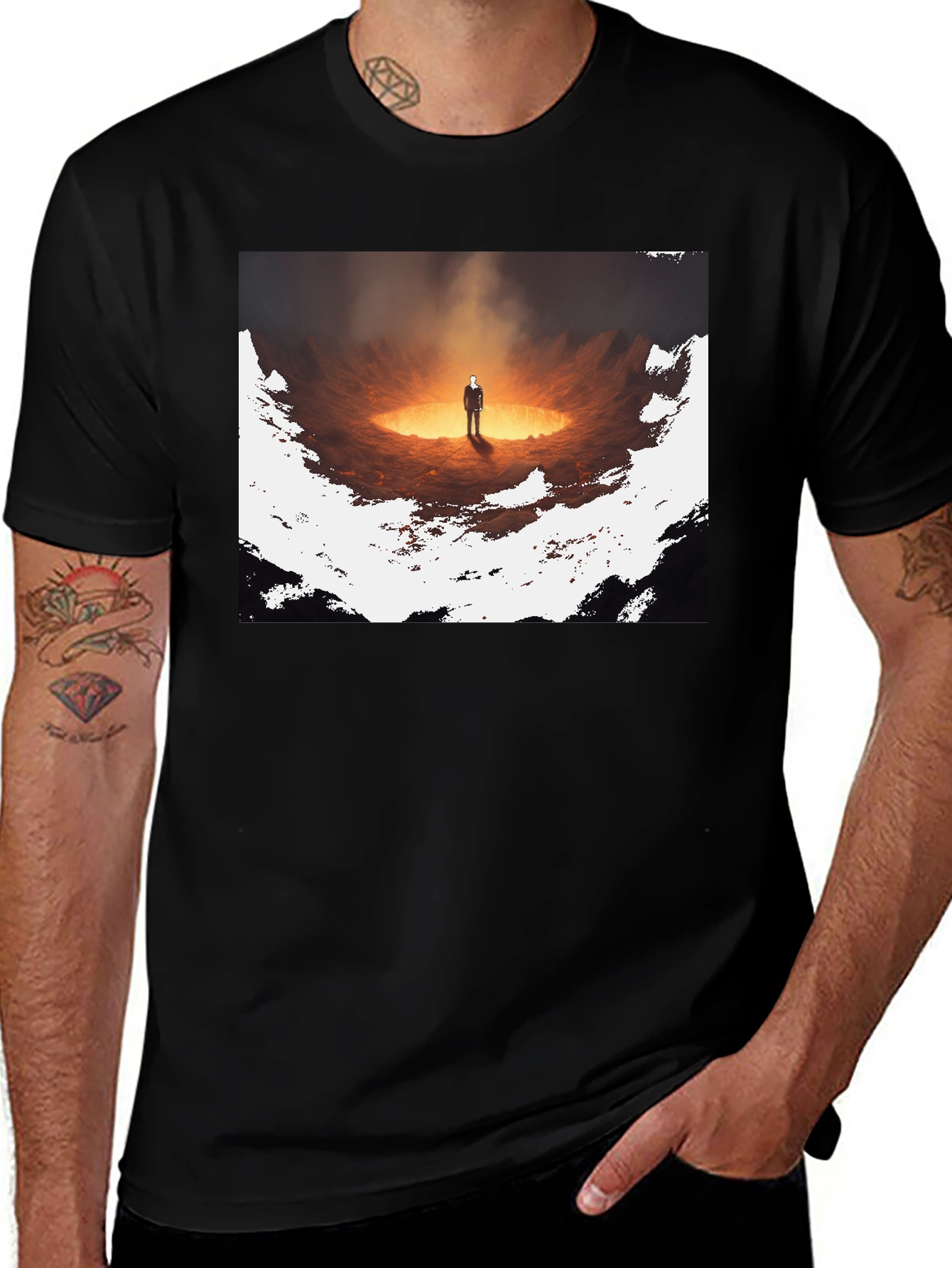 Inferno Man Graphic Tee - Stylish Black T-Shirt