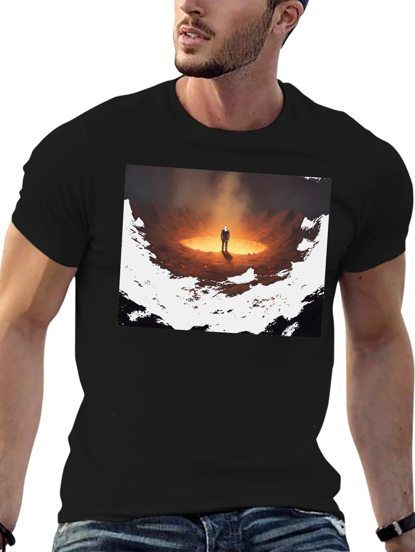 Inferno Man Graphic Tee - Stylish Black T-Shirt