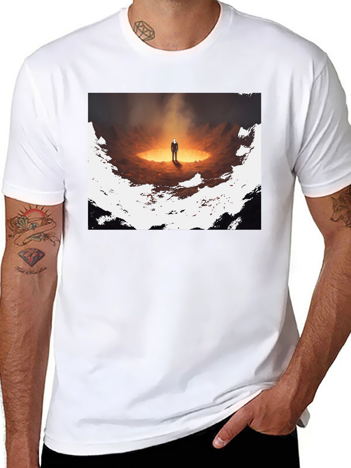 Inferno Man Graphic Tee - Stylish Black T-Shirt