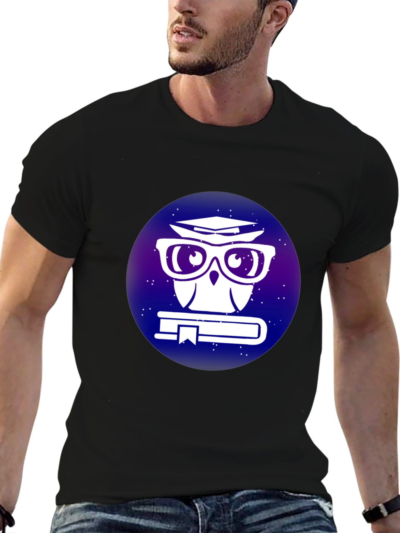 Smart Owl T-Shirt - Galaxy Book Design