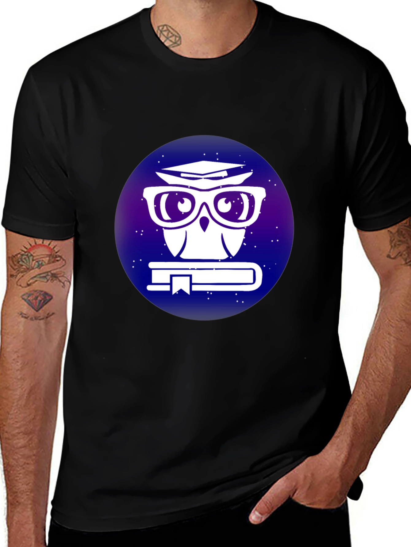 Smart Owl T-Shirt - Galaxy Book Design