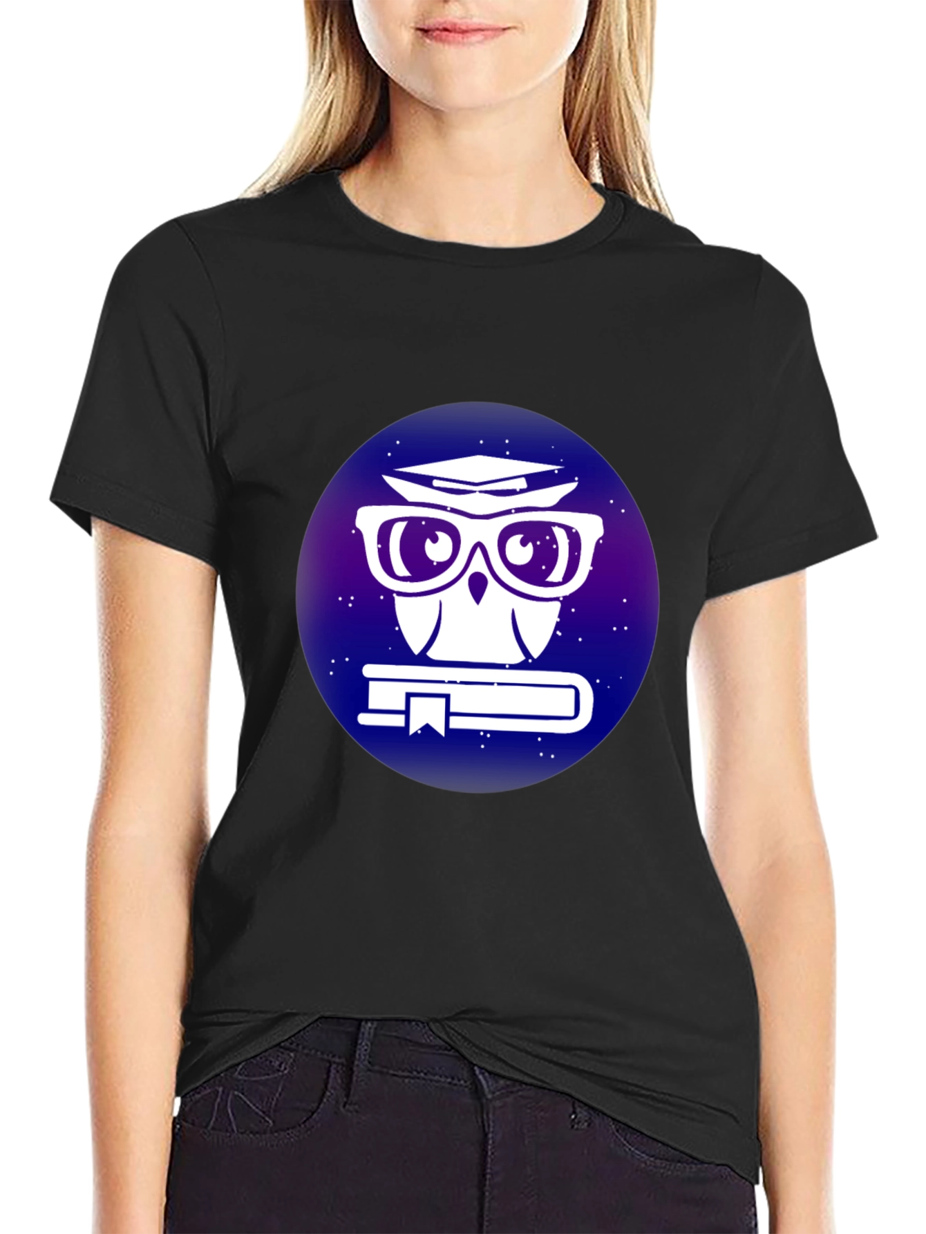 Smart Owl T-Shirt - Galaxy Book Design