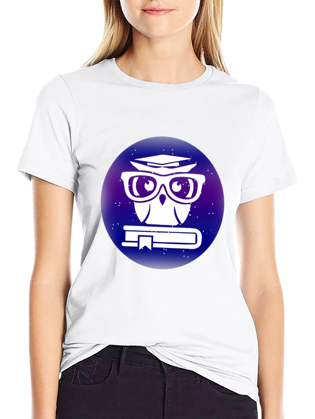 Smart Owl T-Shirt - Galaxy Book Design