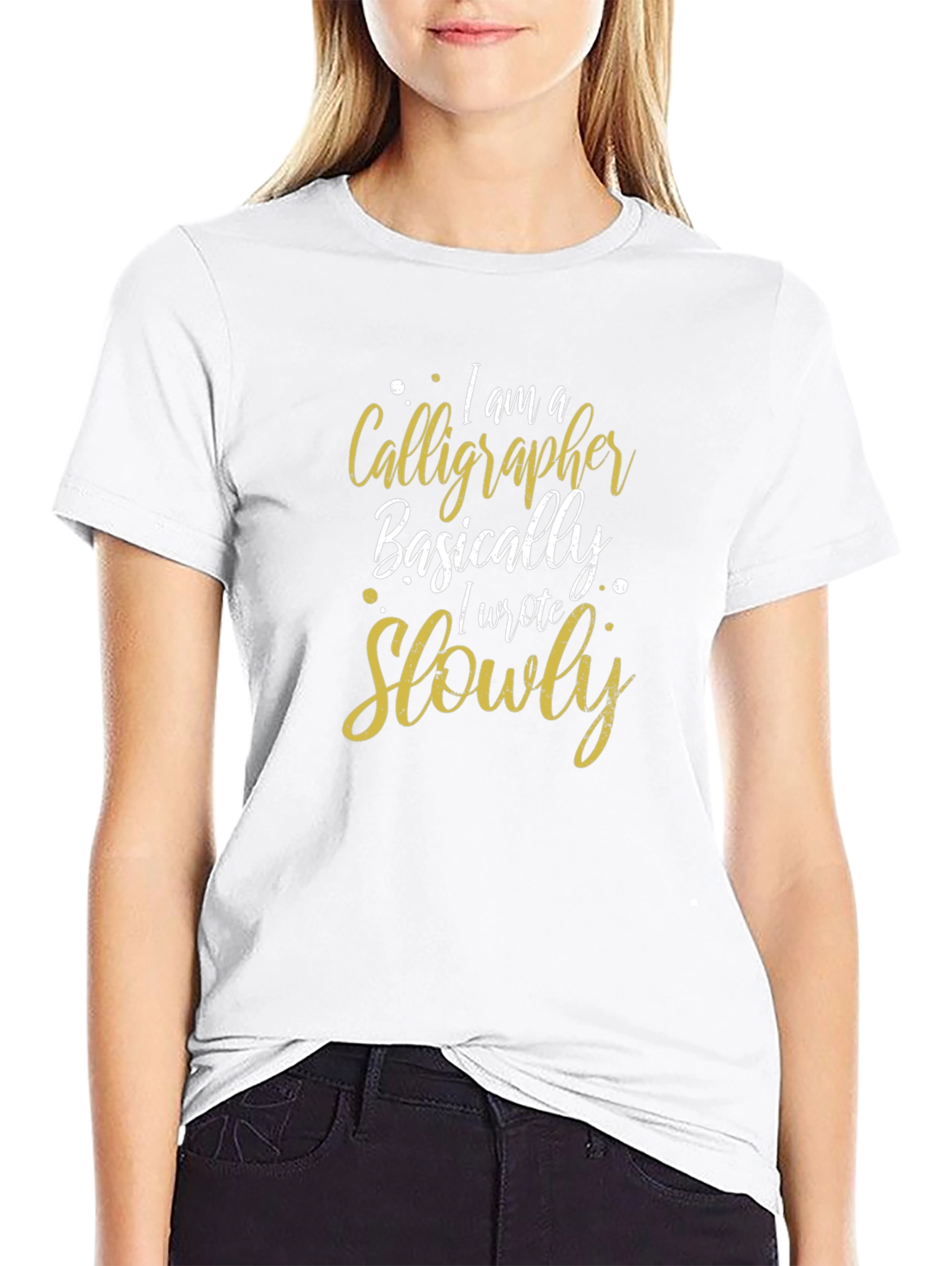 Calligrapher Basically Wrote Slowly Black T-Shirt