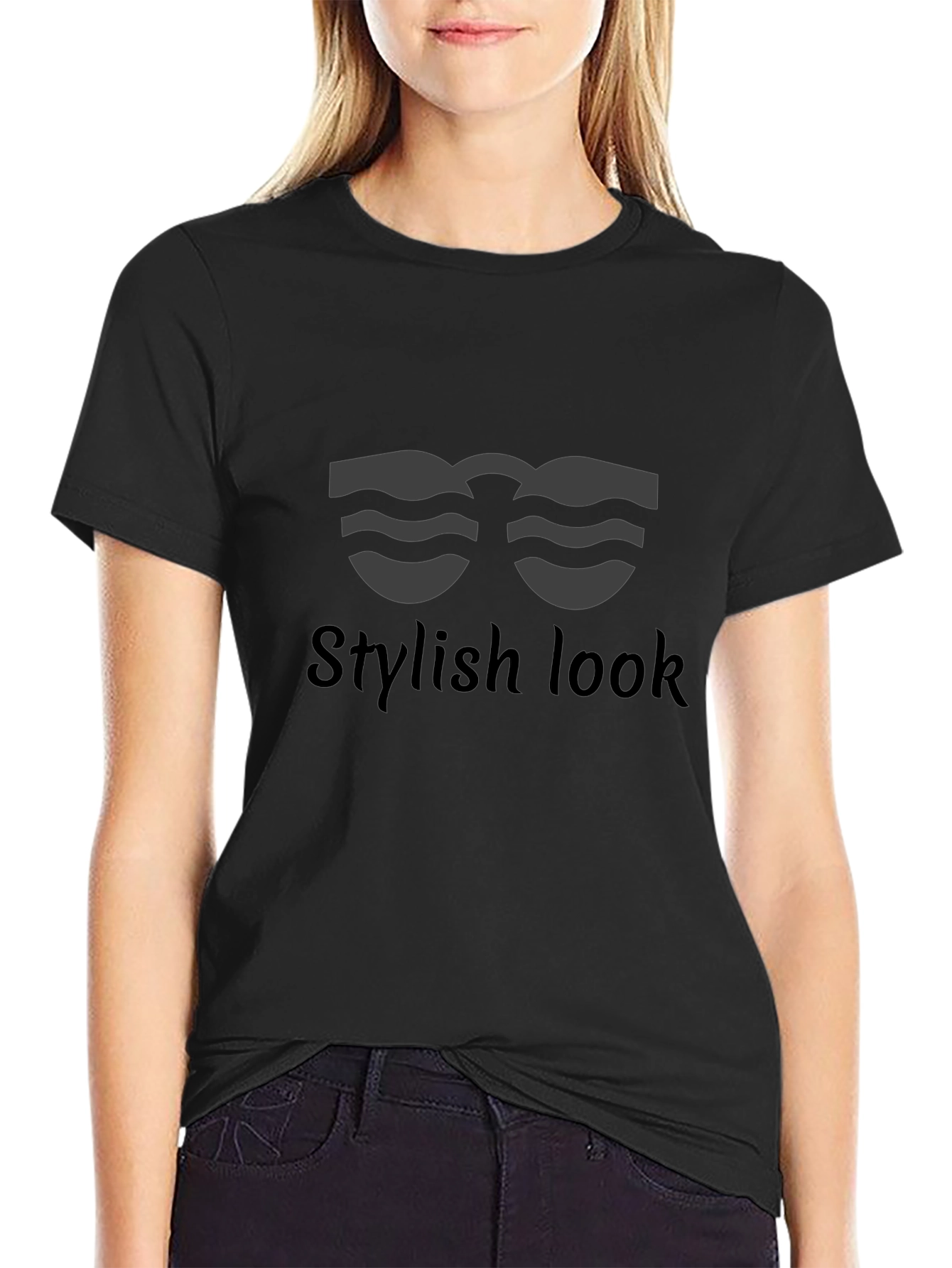 Stylish Look Graphic Tee - Mens Black T-Shirt