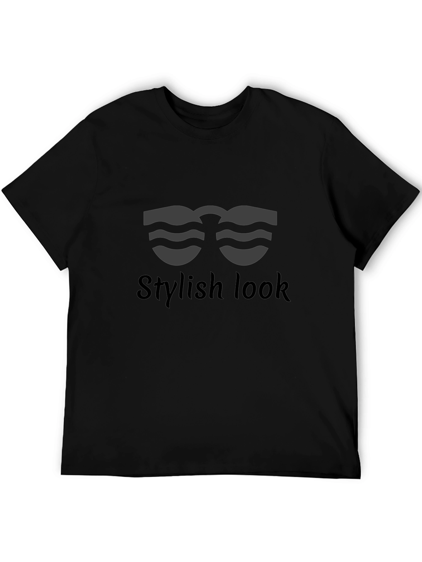 Stylish Look Graphic Tee - Mens Black T-Shirt