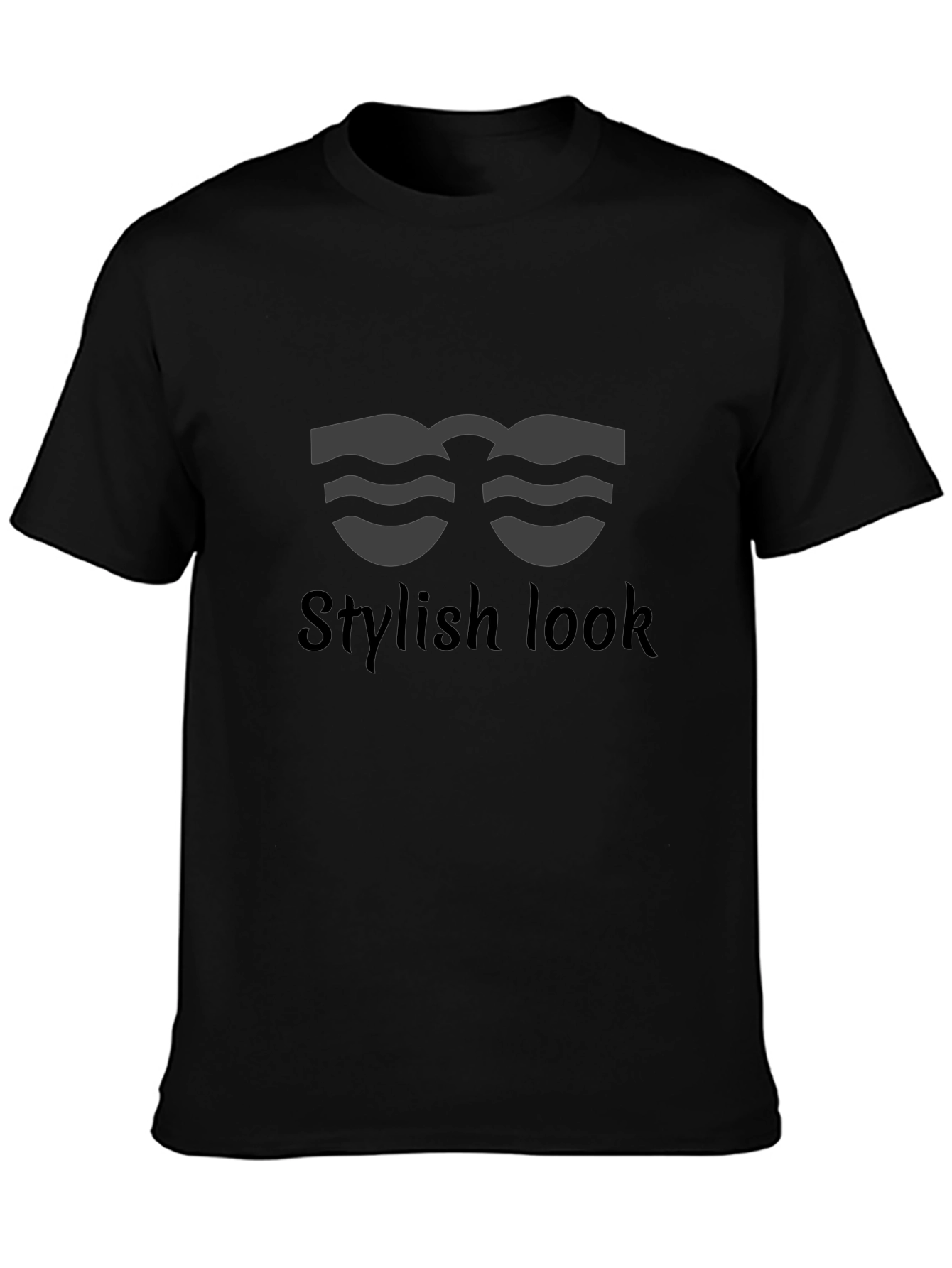 Stylish Look Graphic Tee - Mens Black T-Shirt