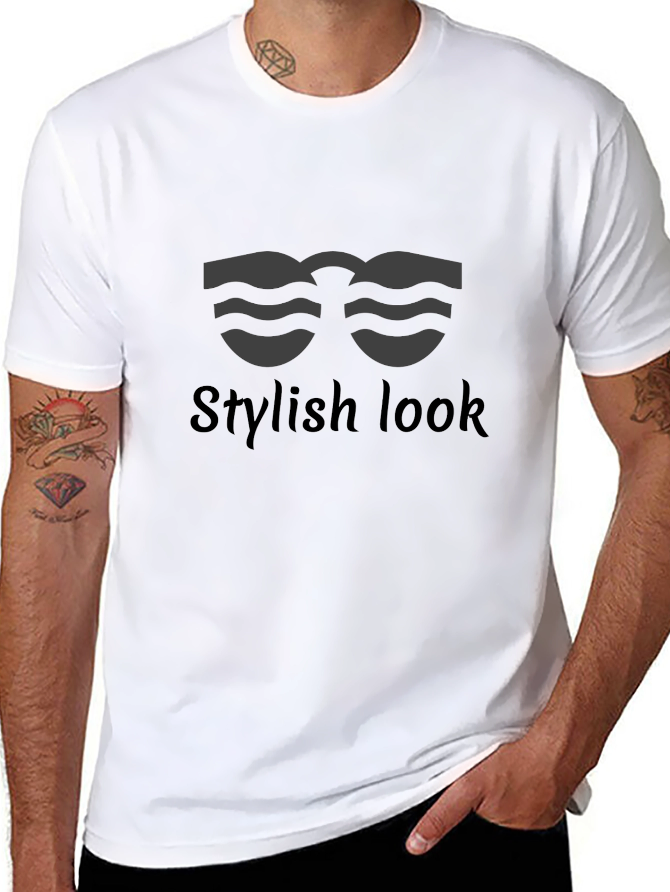 Stylish Look Graphic Tee - Mens Black T-Shirt