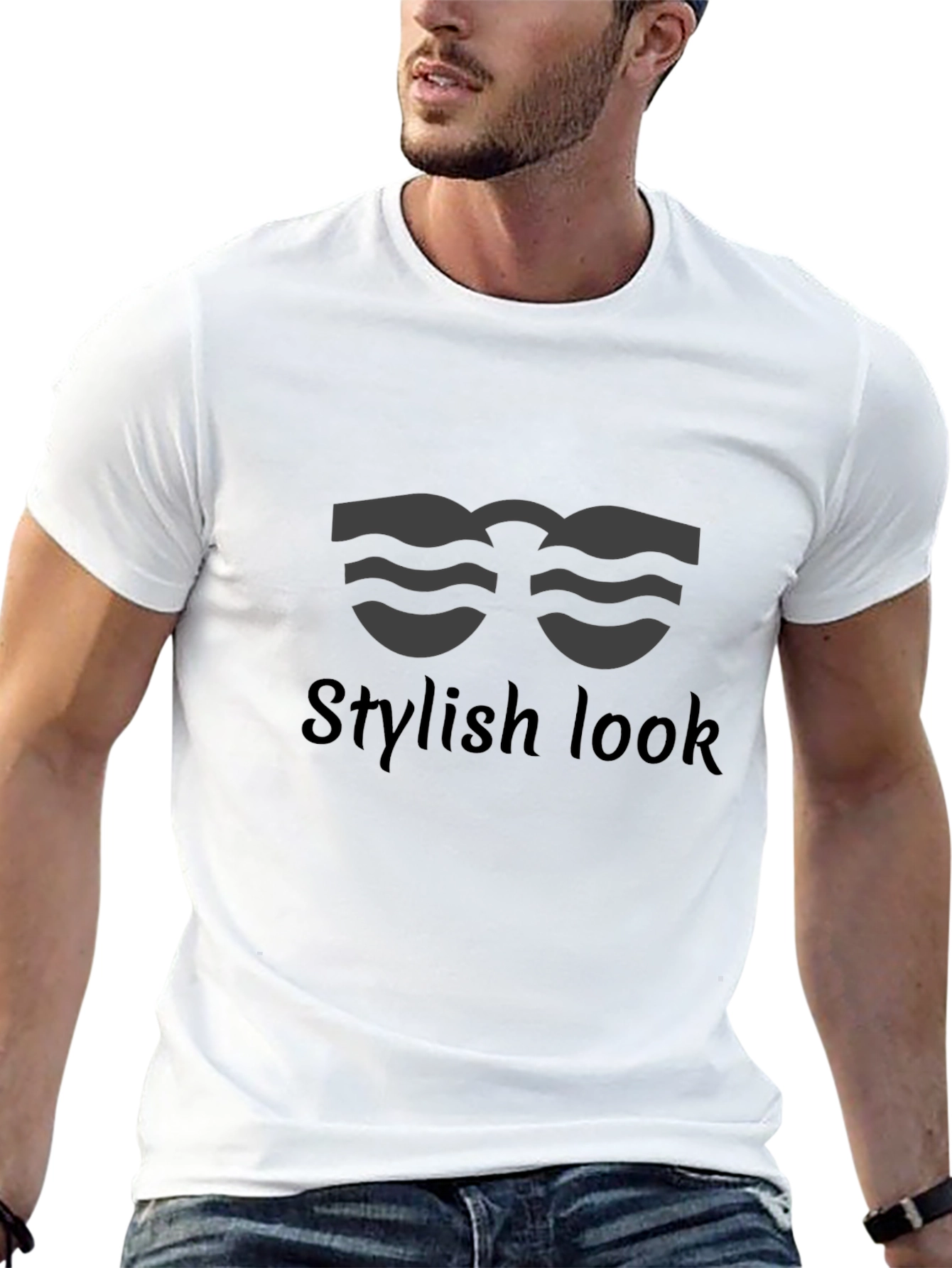 Stylish Look Graphic Tee - Mens Black T-Shirt