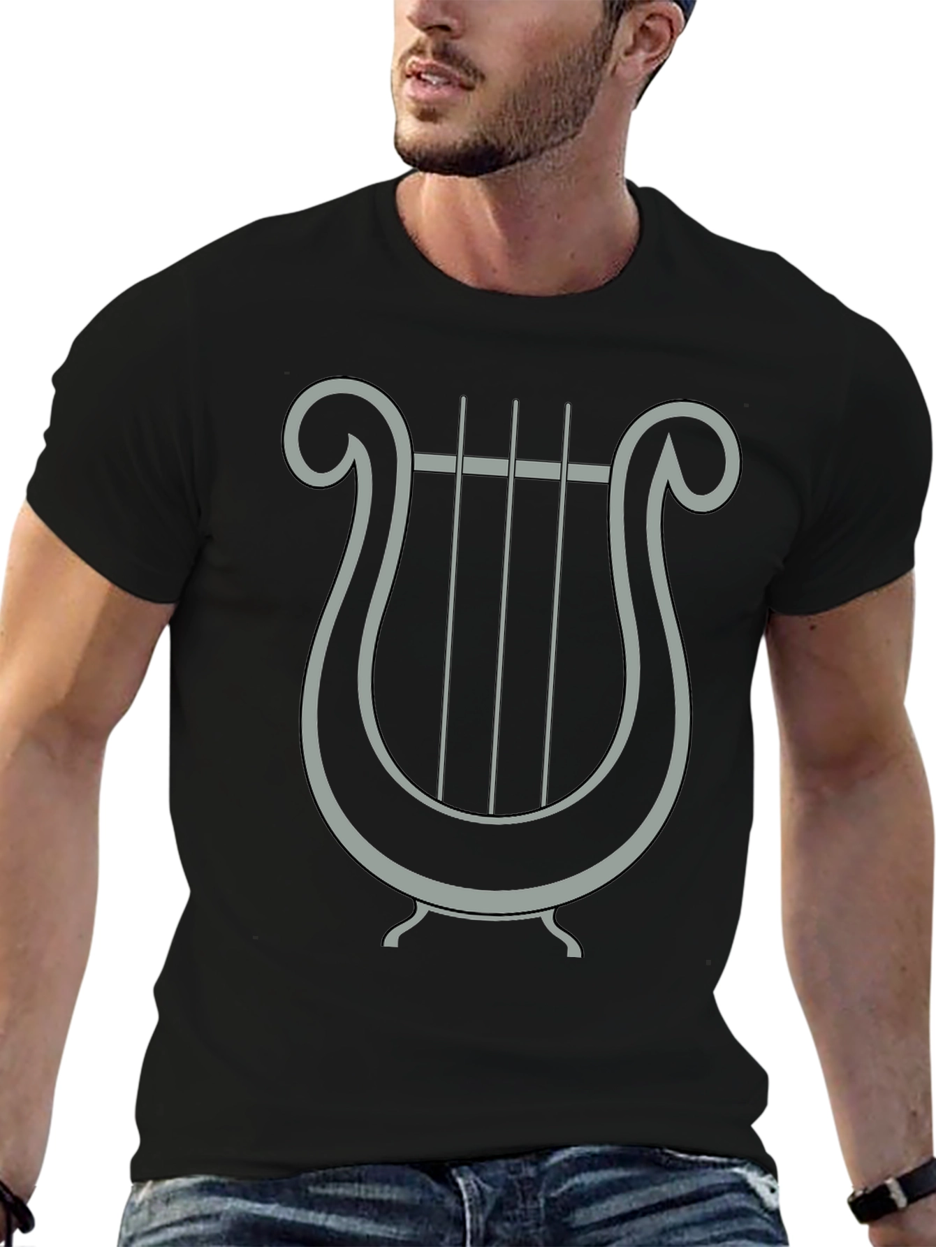 Lyre Graphic Tee - Classic Design Black T-Shirt