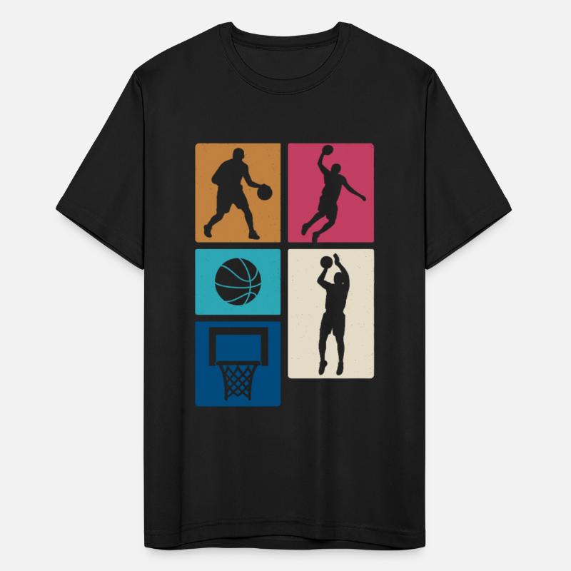 Basketball Block Retro Style – Player Silhouettes