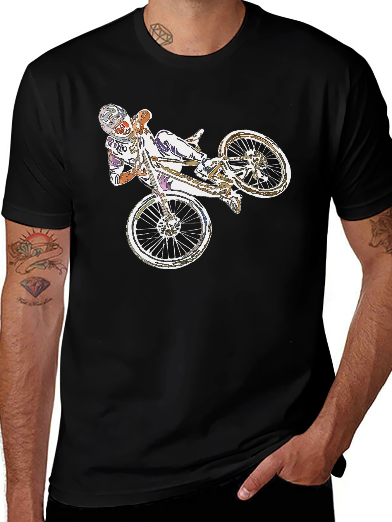 BMX Rider Graphic Tee - Black Casual T-Shirt