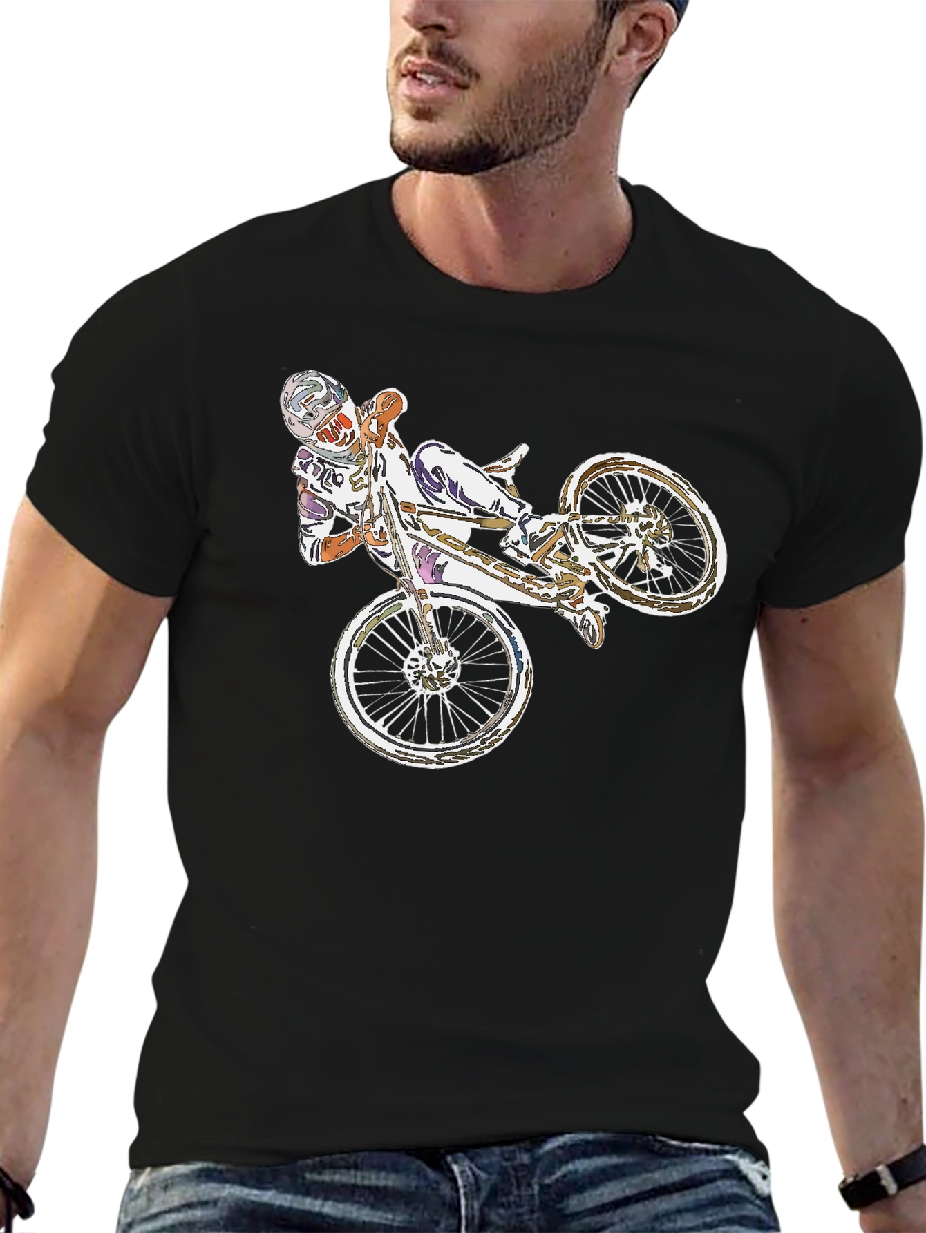 BMX Rider Graphic Tee - Black Casual T-Shirt