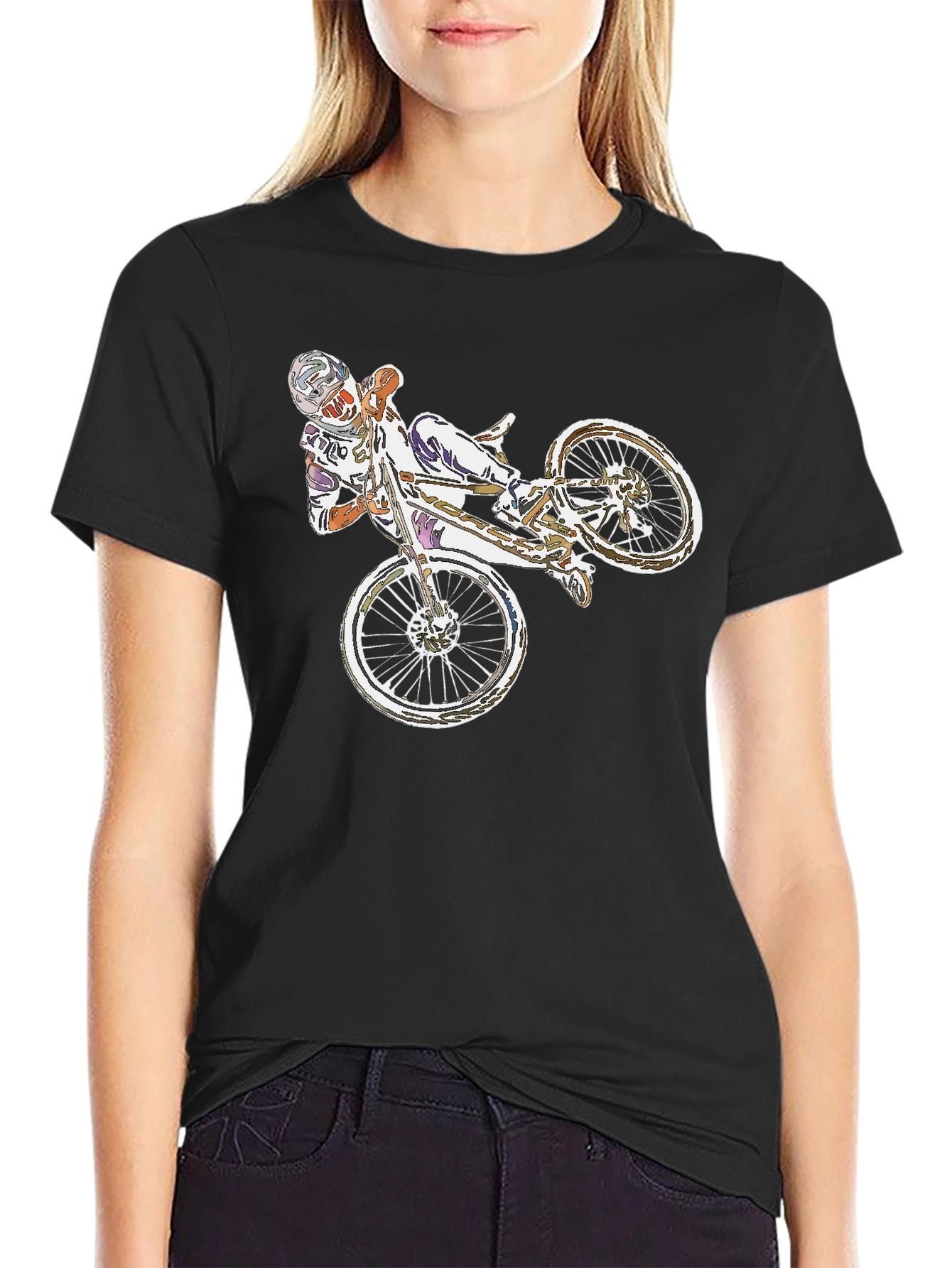 BMX Rider Graphic Tee - Black Casual T-Shirt