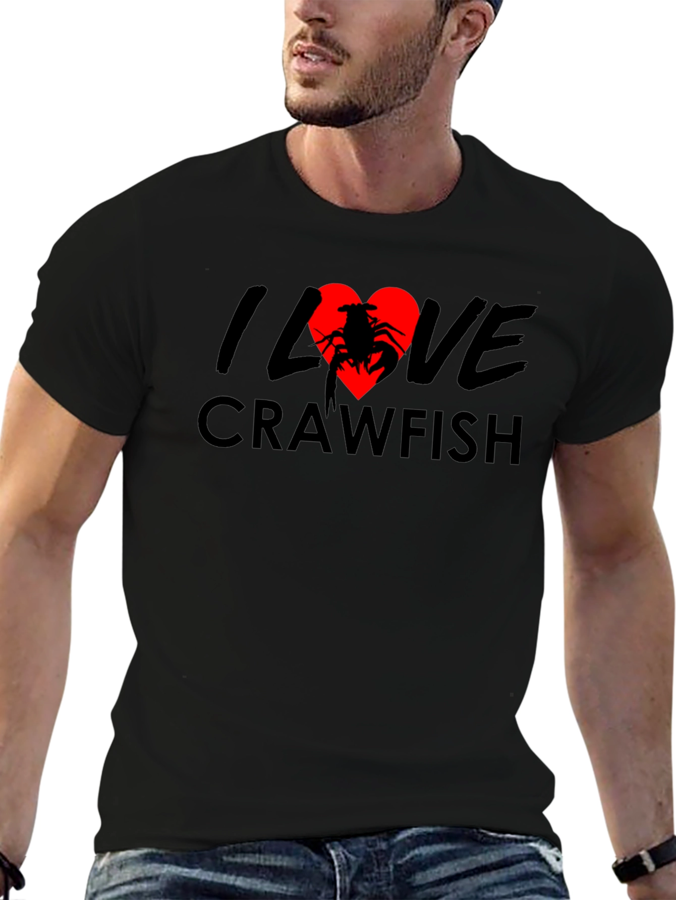 I Love Crawfish Black T-Shirt