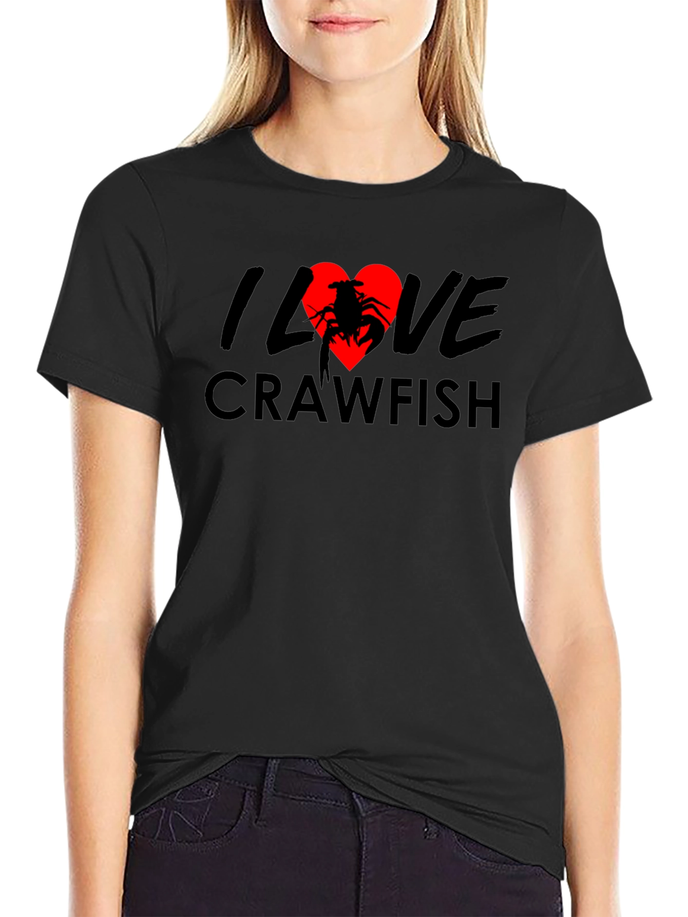 I Love Crawfish Black T-Shirt