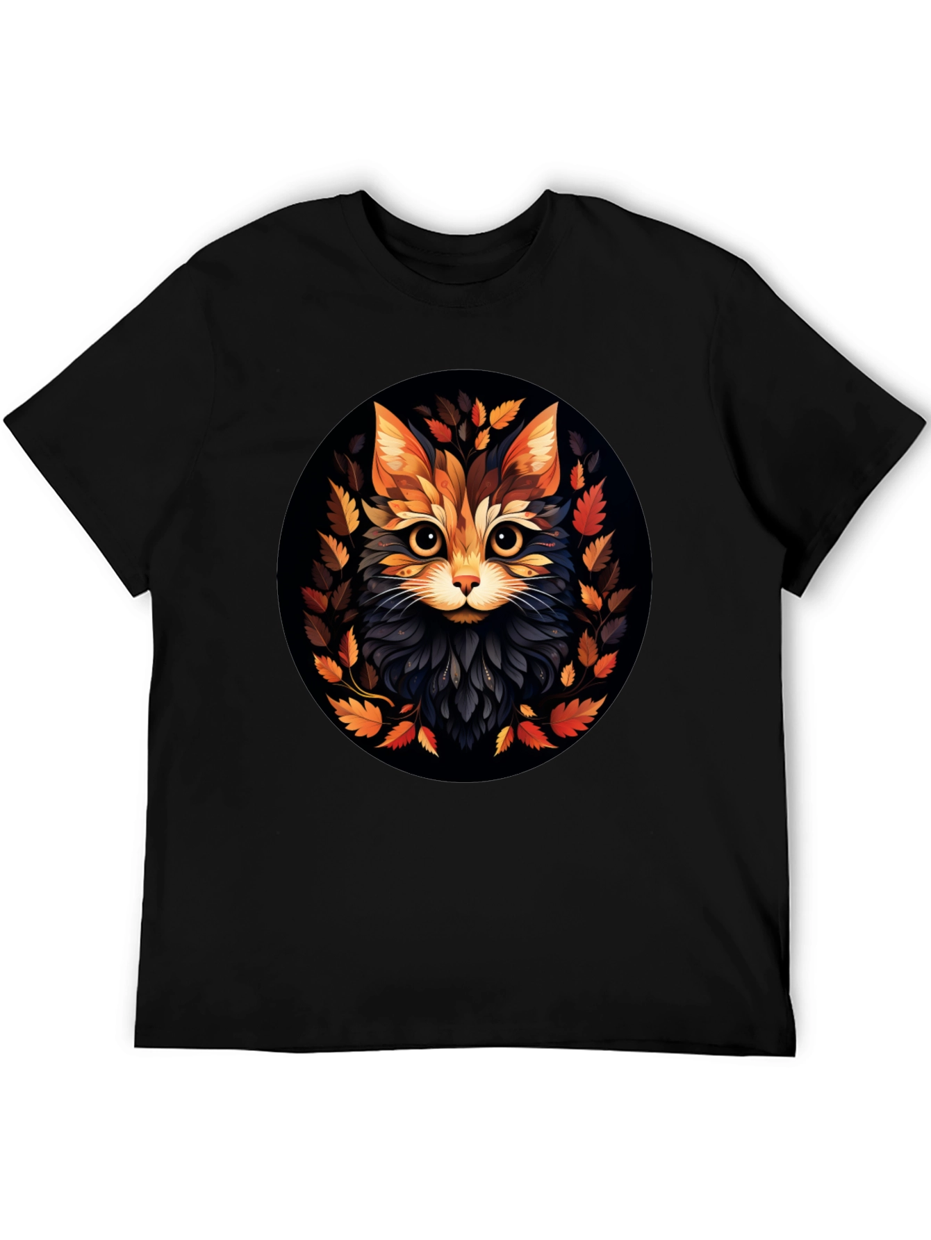 Stylish Cat Art Black T-Shirt