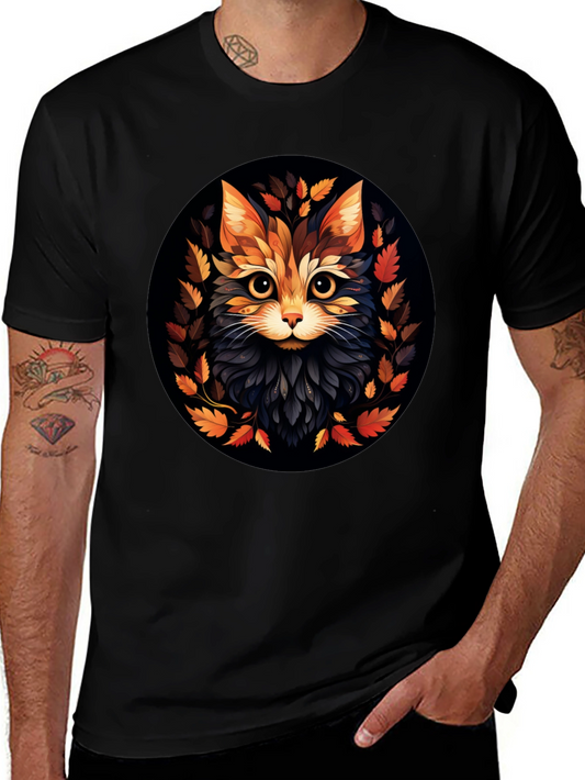 Stylish Cat Art Black T-Shirt