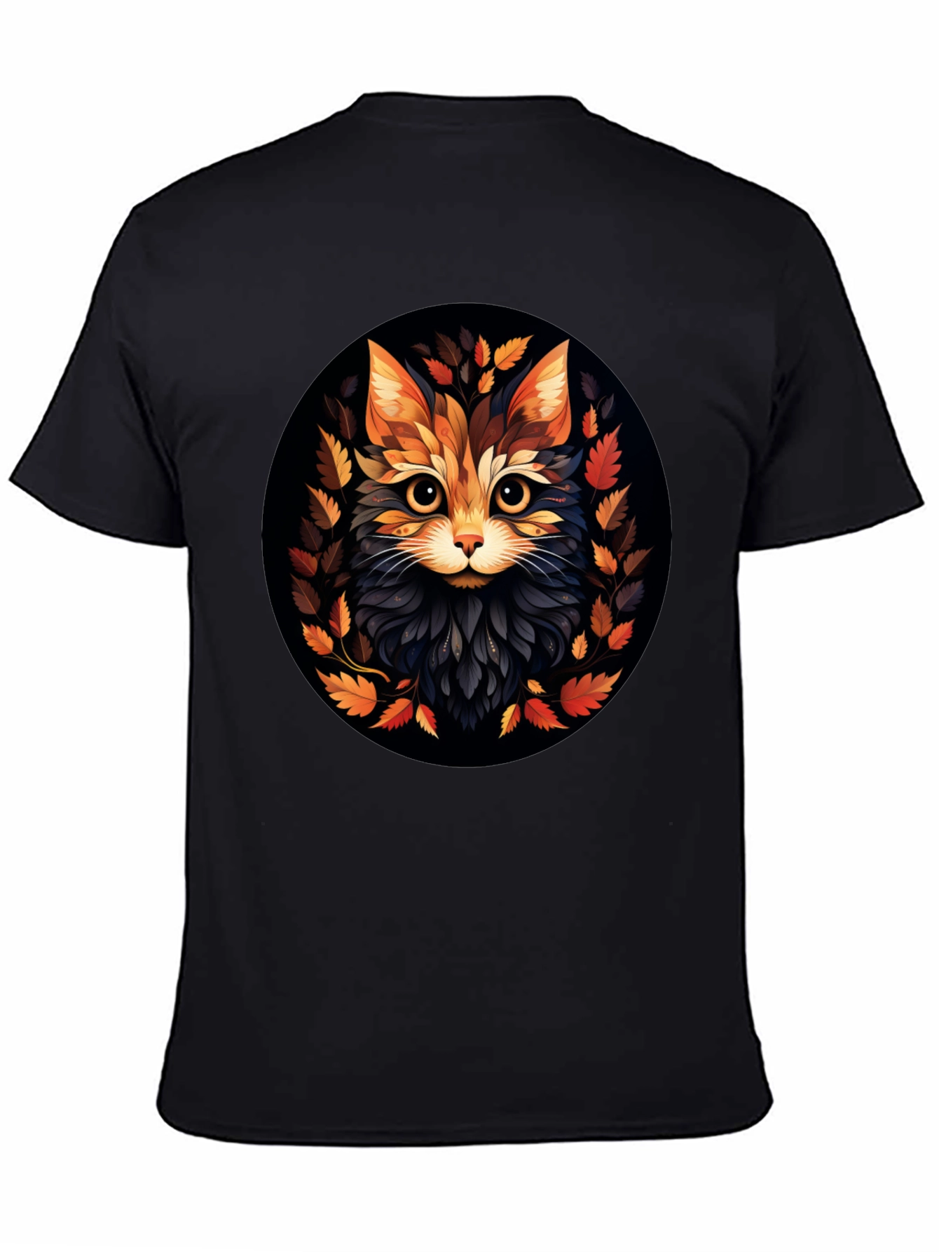 Stylish Cat Art Black T-Shirt