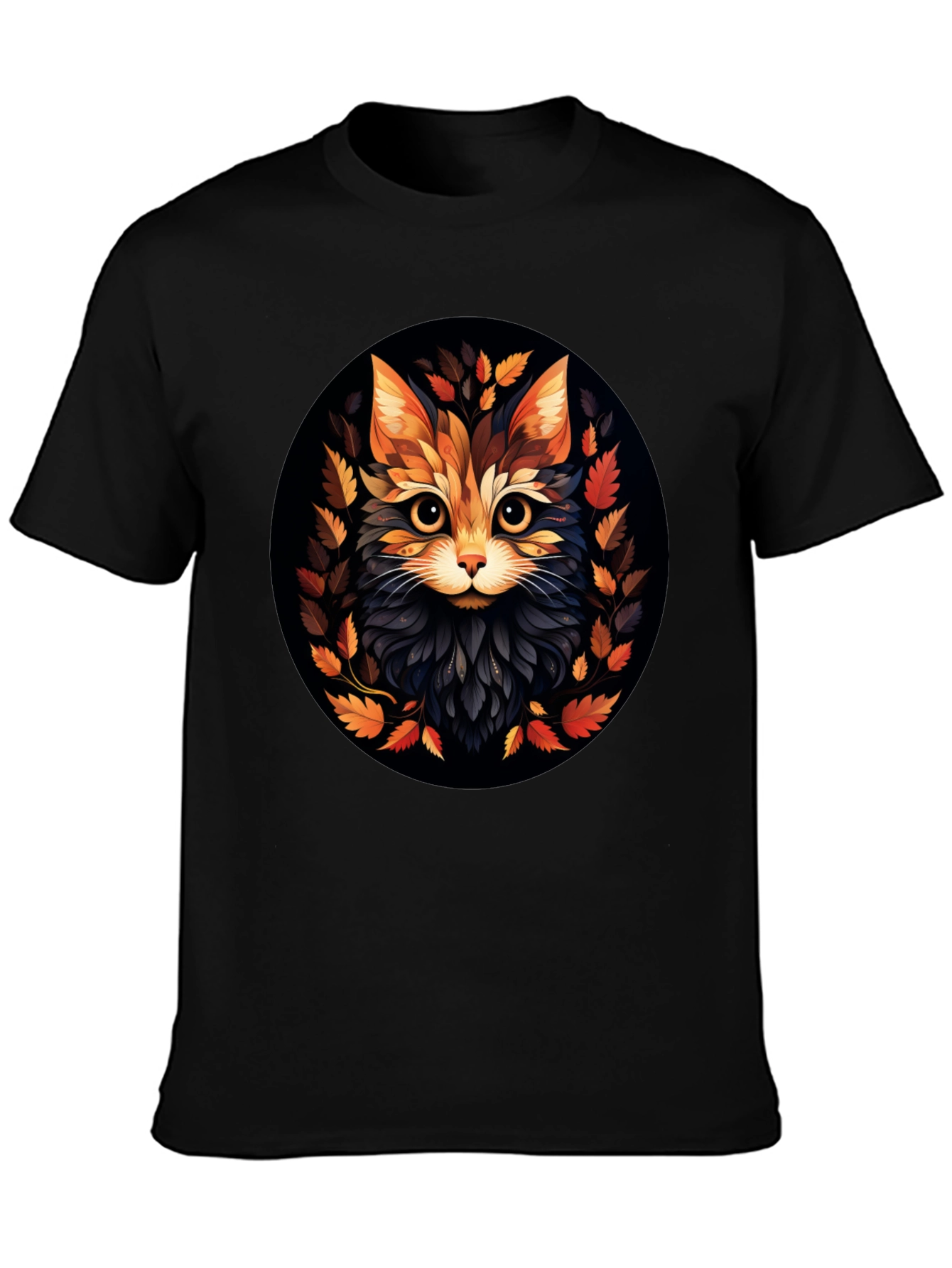 Stylish Cat Art Black T-Shirt