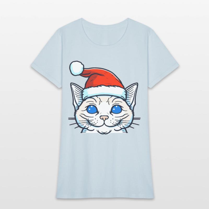 Beautiful cat wearing Christmas hat