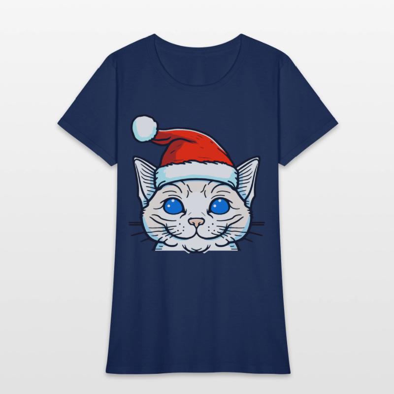 Beautiful cat wearing Christmas hat