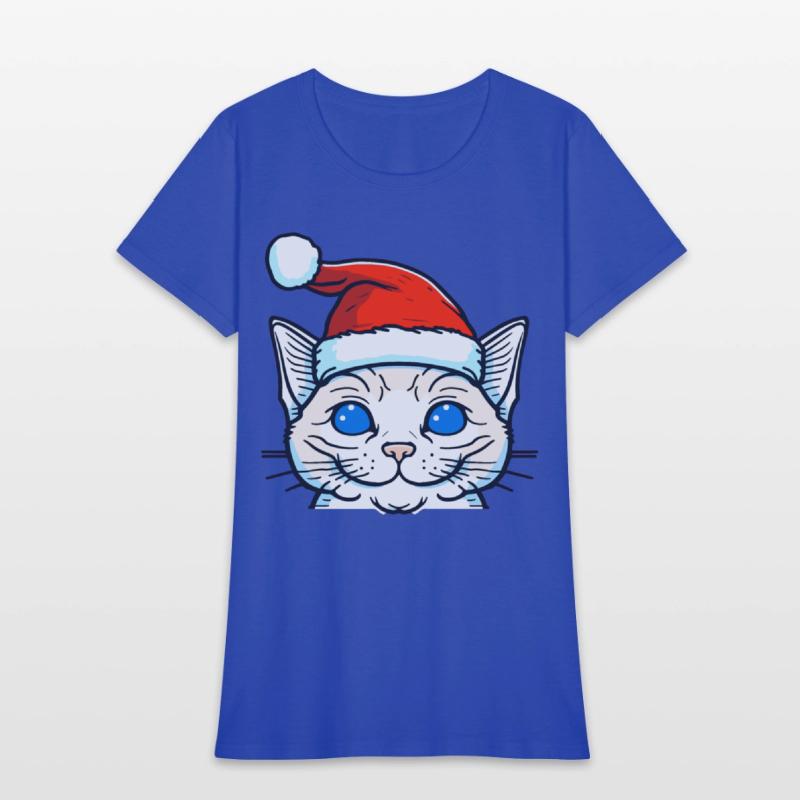 Beautiful cat wearing Christmas hat