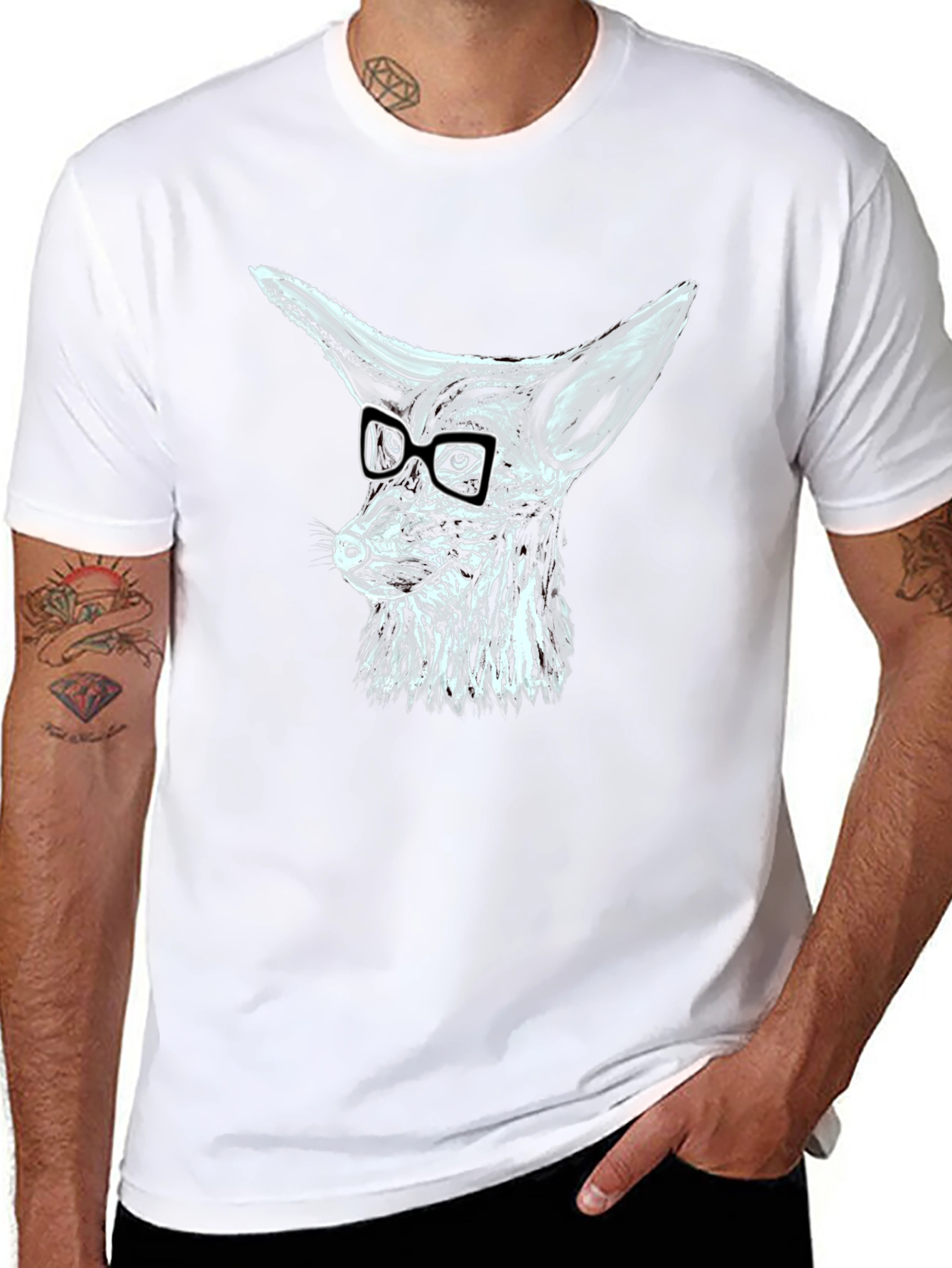 Cool Fox with Glasses Graphic T-Shirt