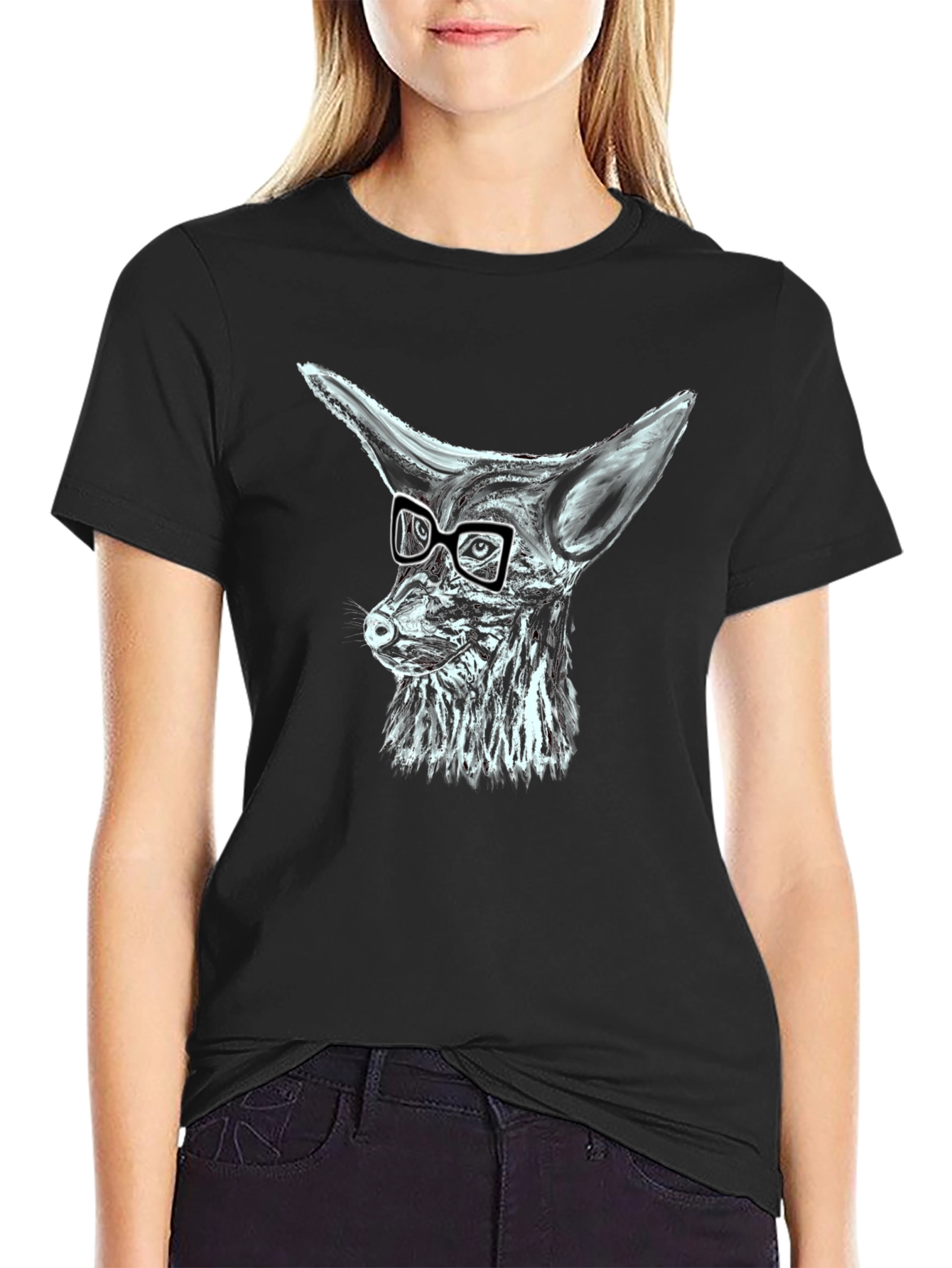 Cool Fox with Glasses Graphic T-Shirt