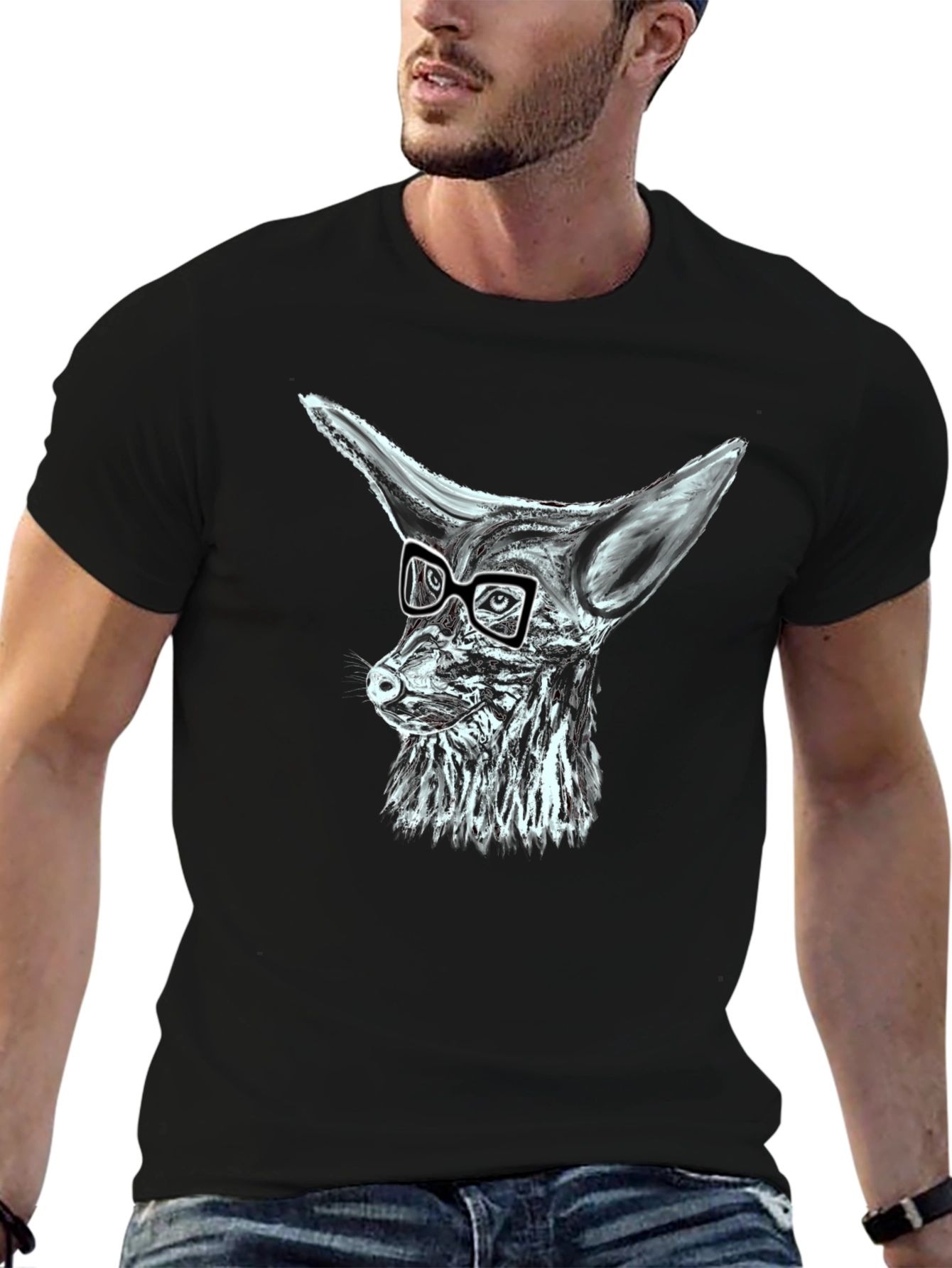 Cool Fox with Glasses Graphic T-Shirt