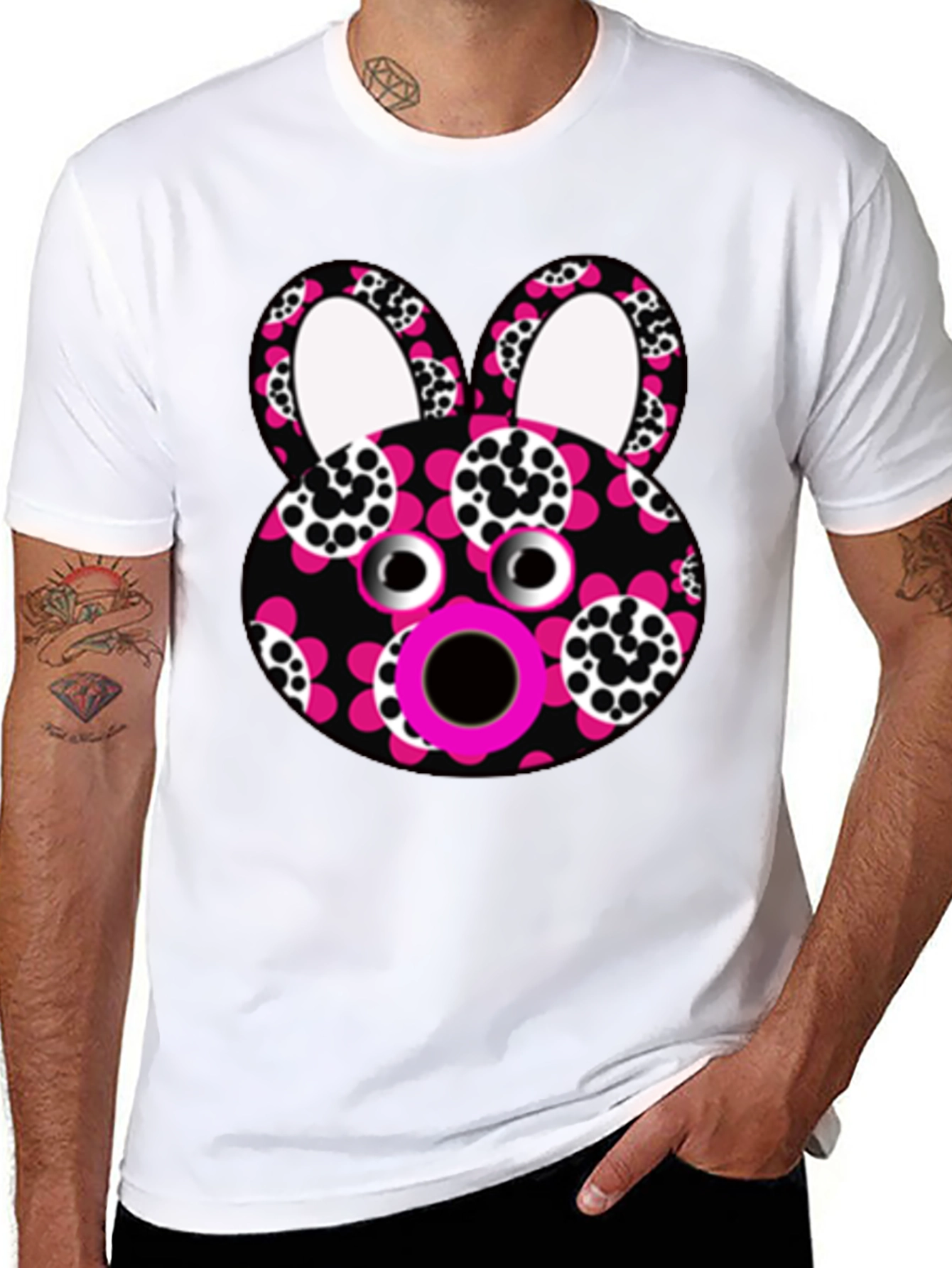 Funky Floral Bunny T-Shirt - Unique Graphic Tee