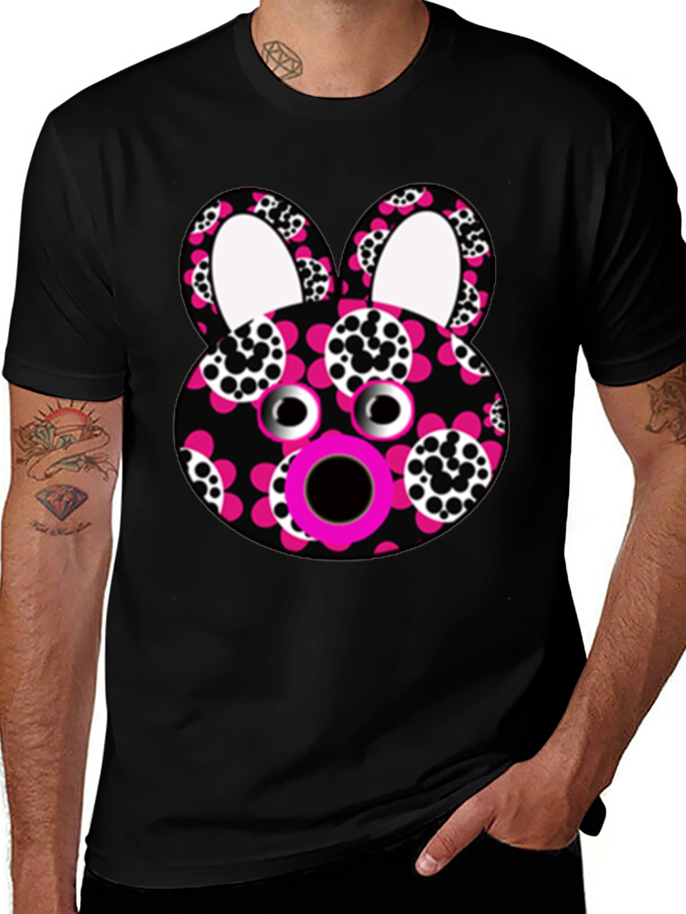 Funky Floral Bunny T-Shirt - Unique Graphic Tee