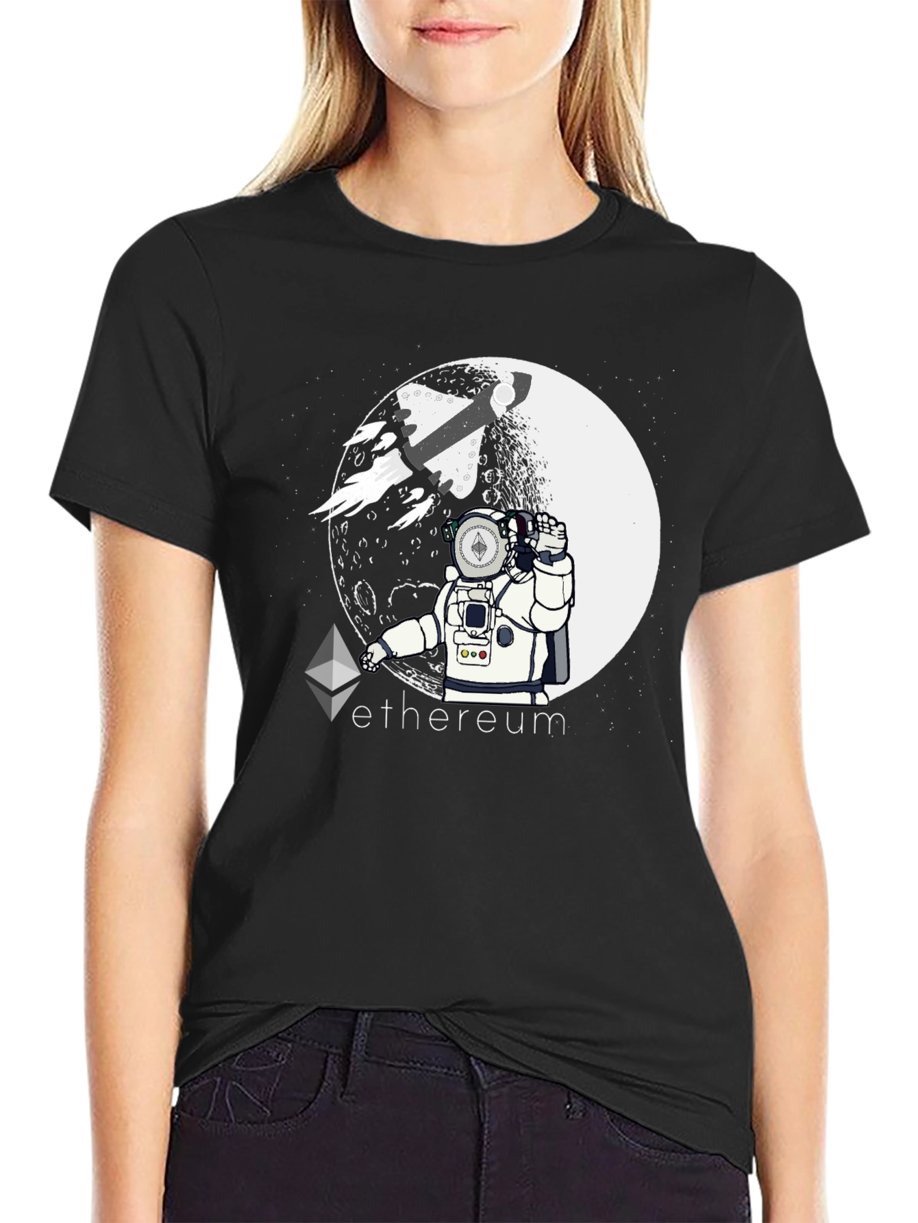Ethereum Moon Astronaut Graphic T-Shirt