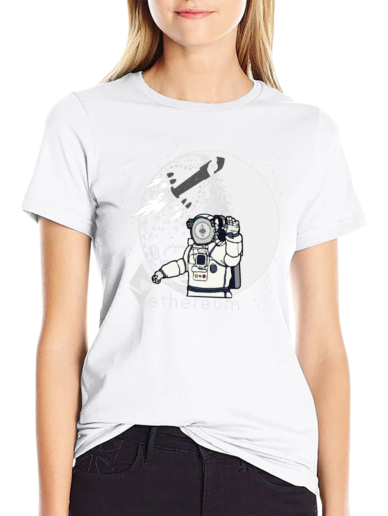 Ethereum Moon Astronaut Graphic T-Shirt