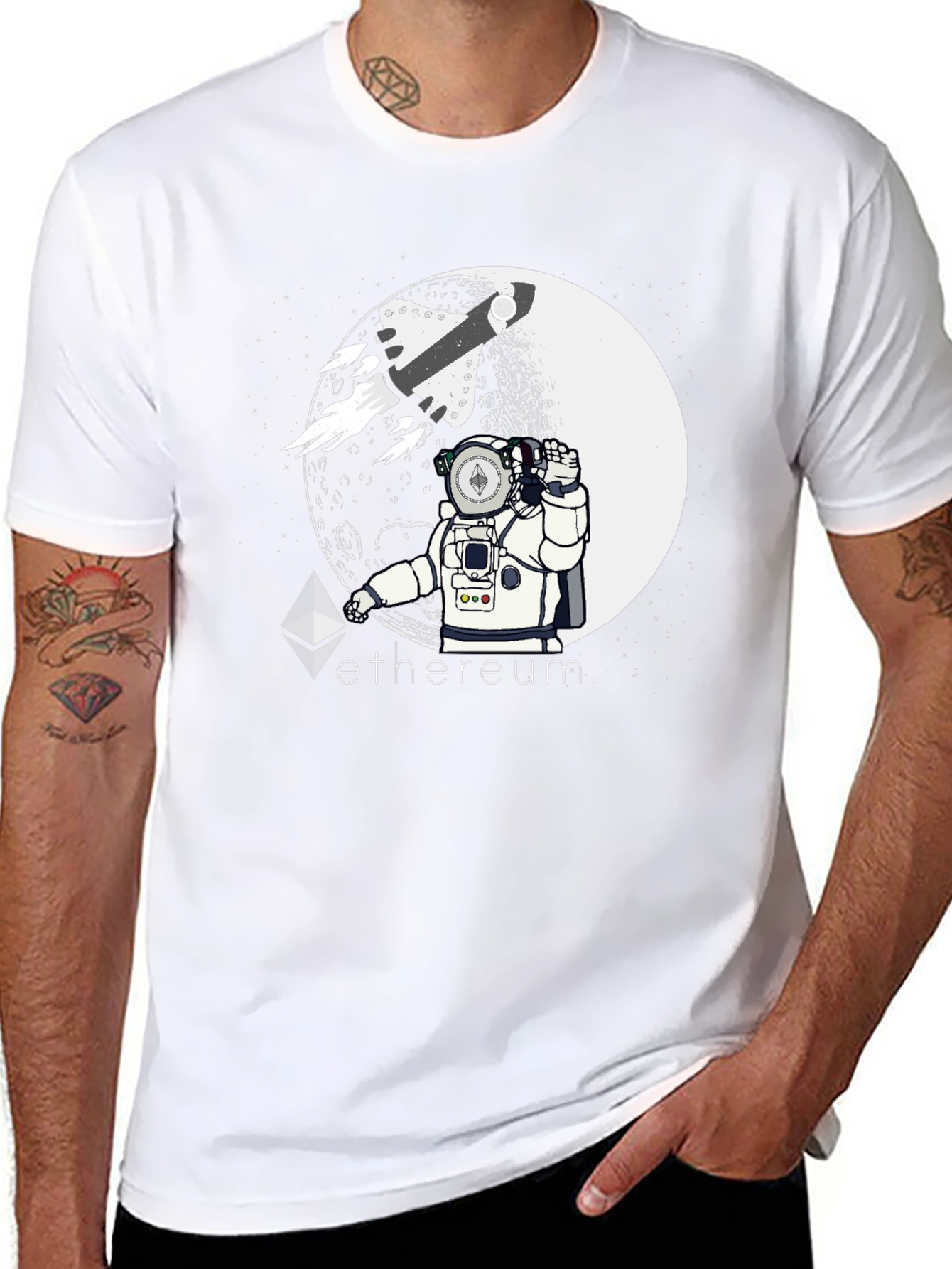Ethereum Moon Astronaut Graphic T-Shirt